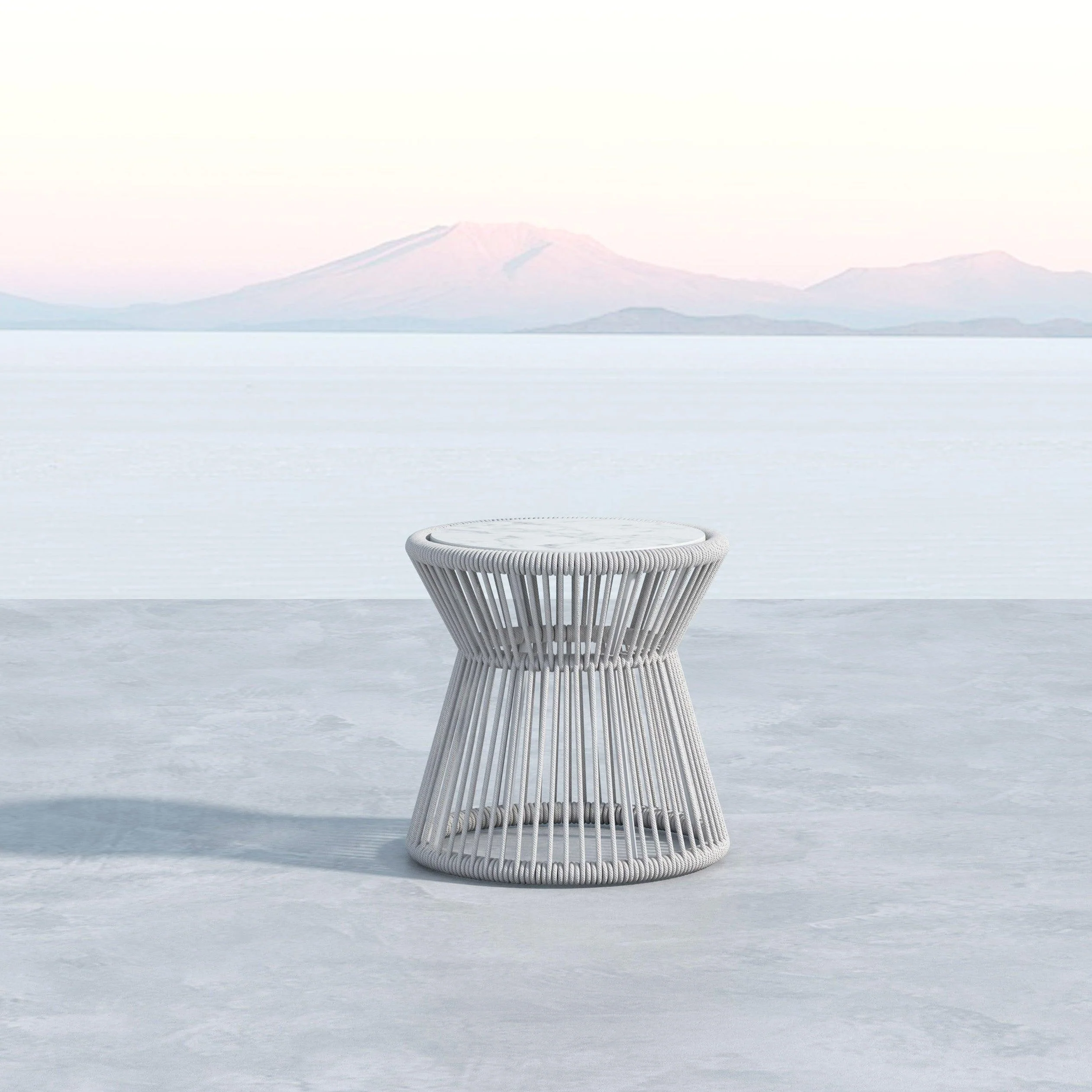 Miami End Table with Honed Carrara Marble Top - Image 2