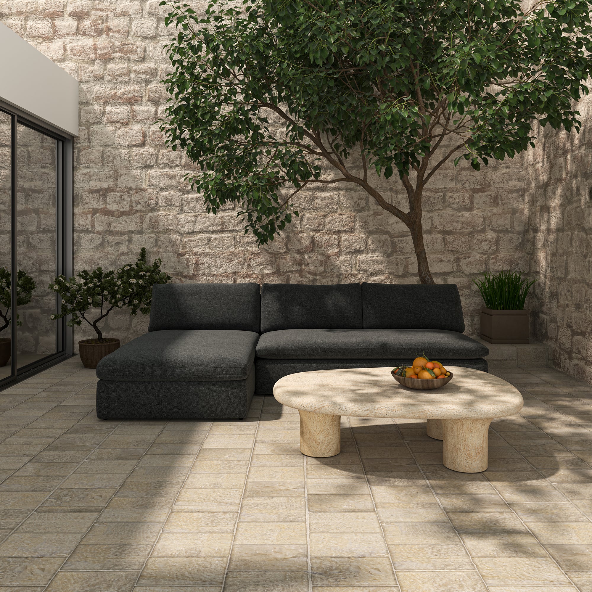 Miles Outdoor Chaise Speckled Charcoal - Image 2