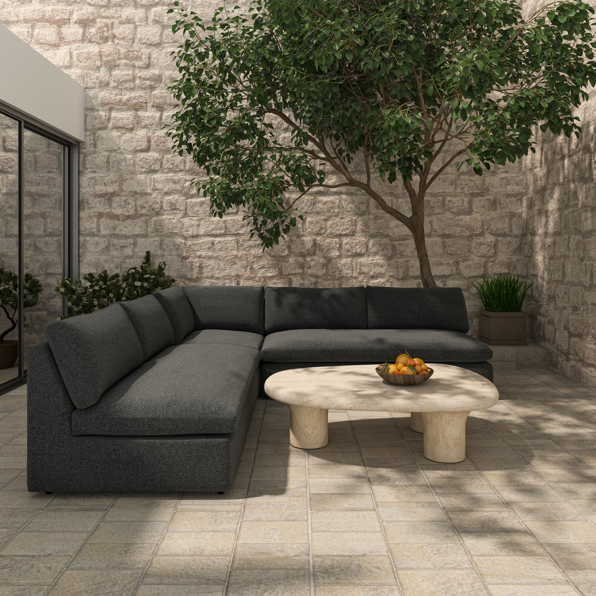 Miles Outdoor Corner Speckled Charcoal - Image 2