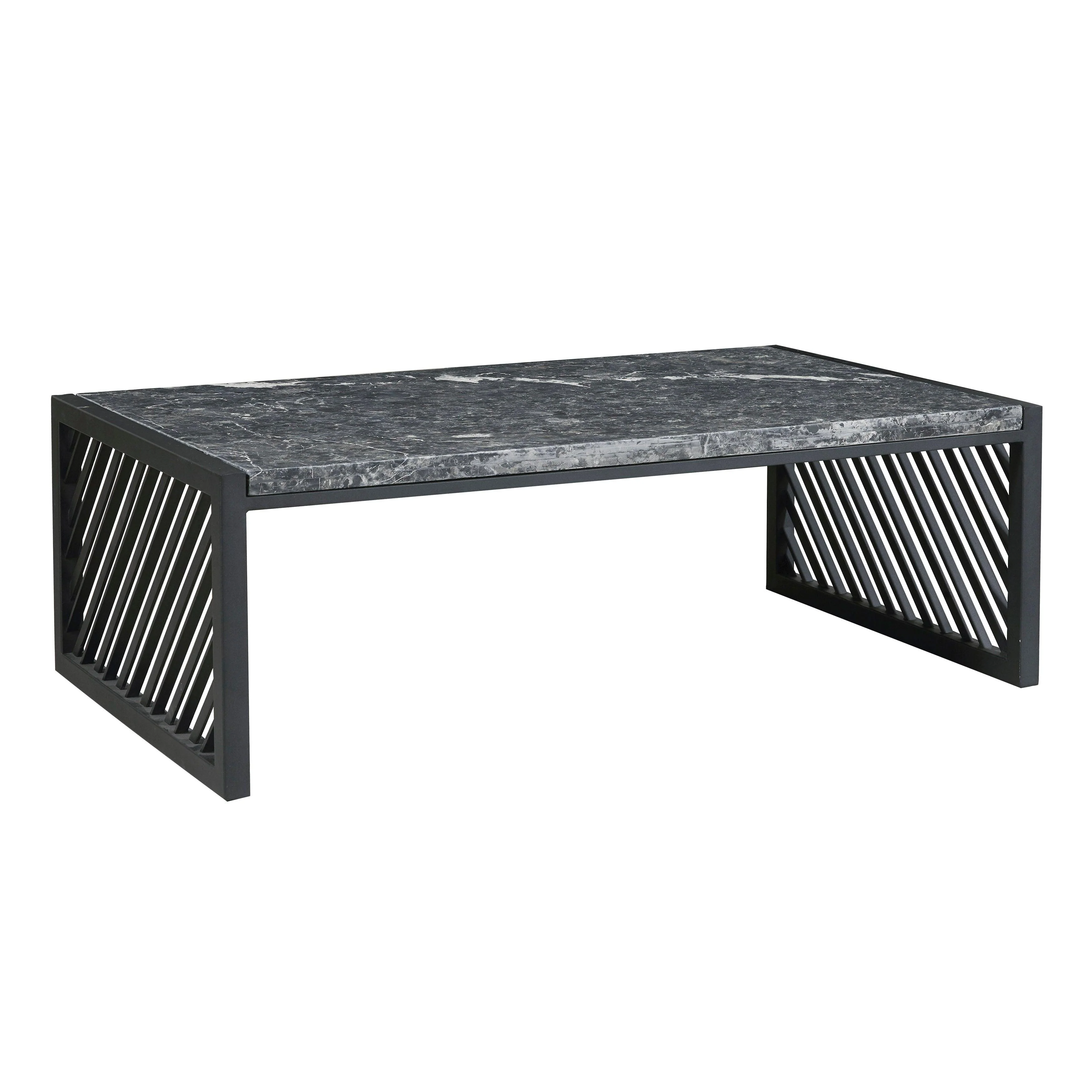 Modern Industrial Stone Top Cocktail Table