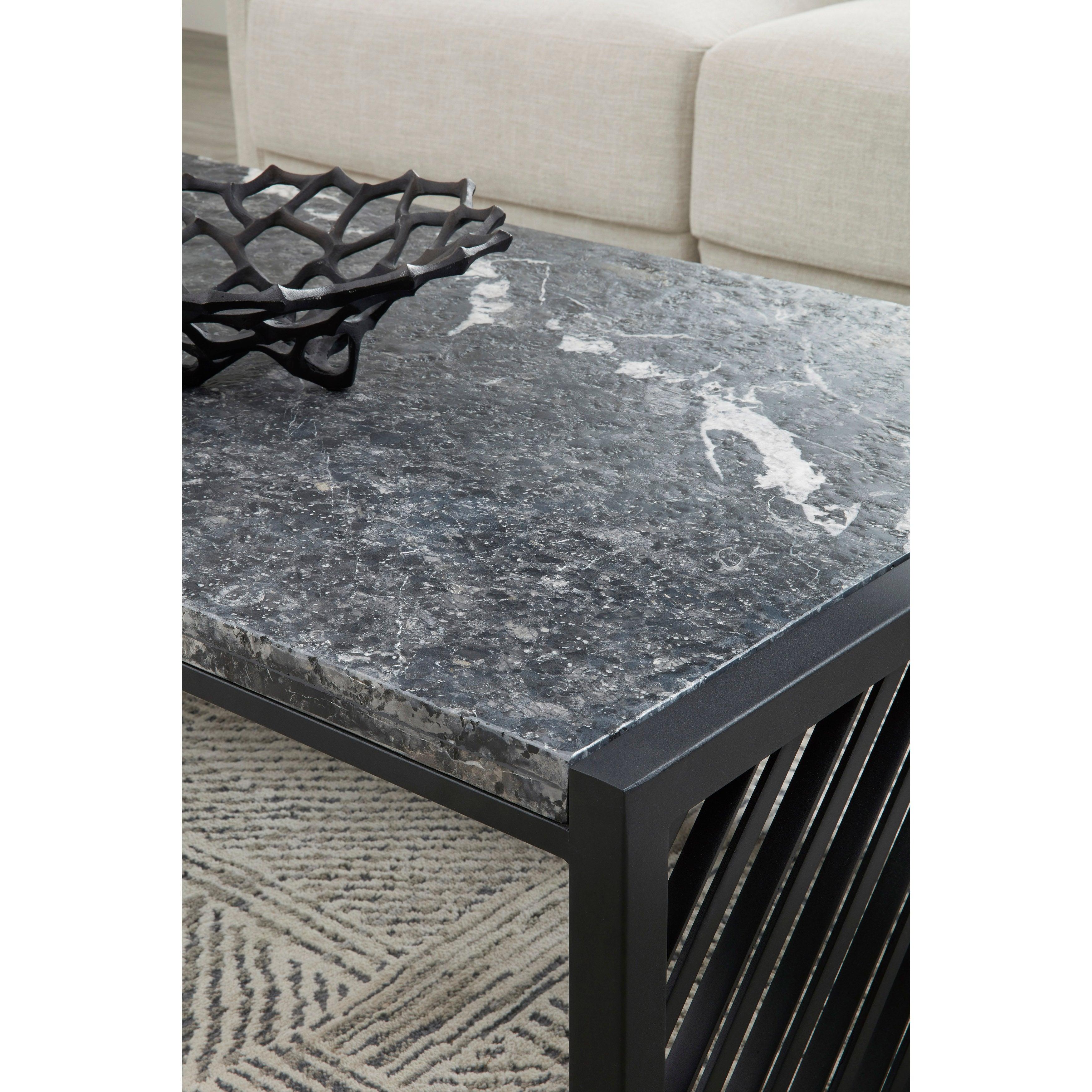 Modern Industrial Stone Top Cocktail Table - Image 5