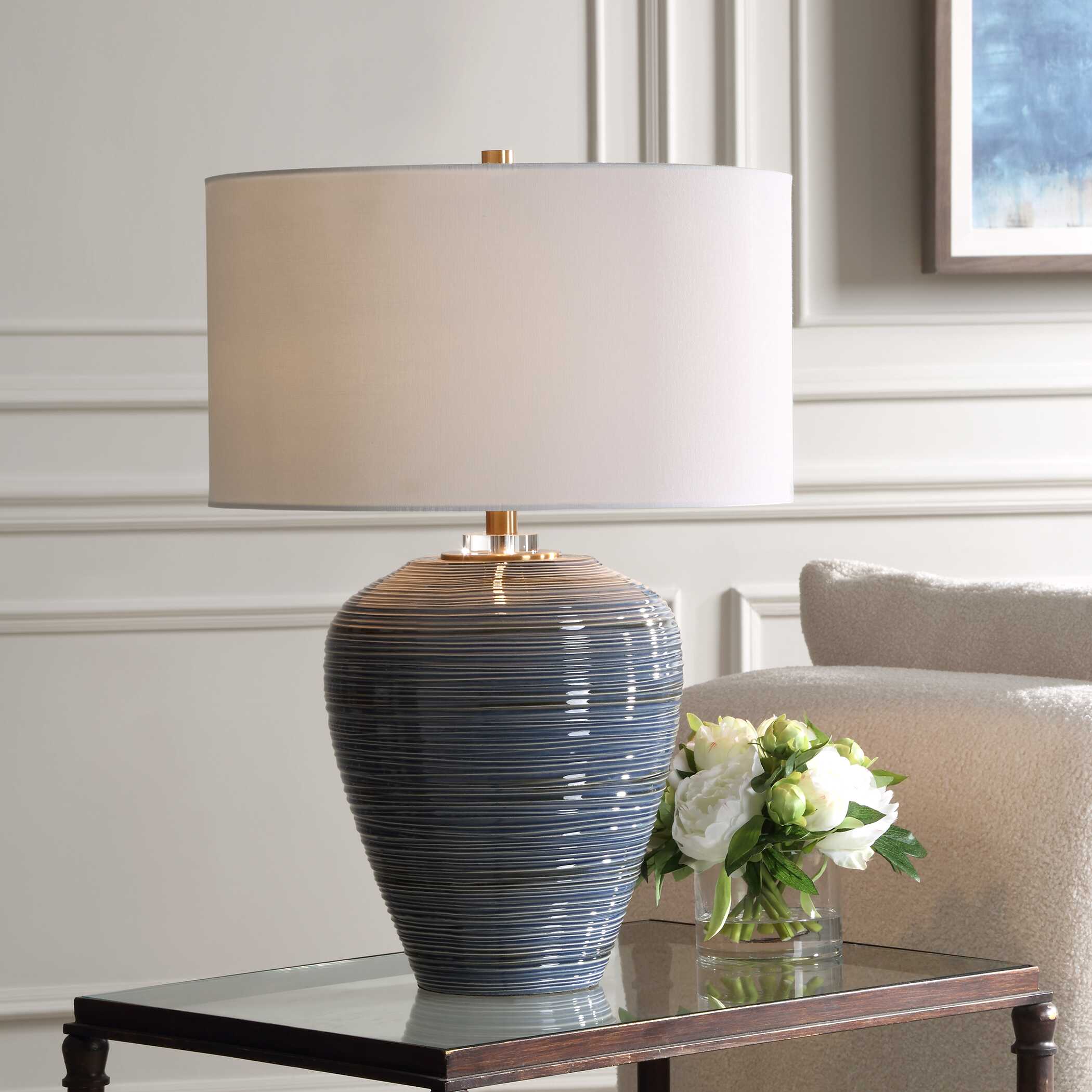 Moher Glossy Blue Table Lamp - Image 2