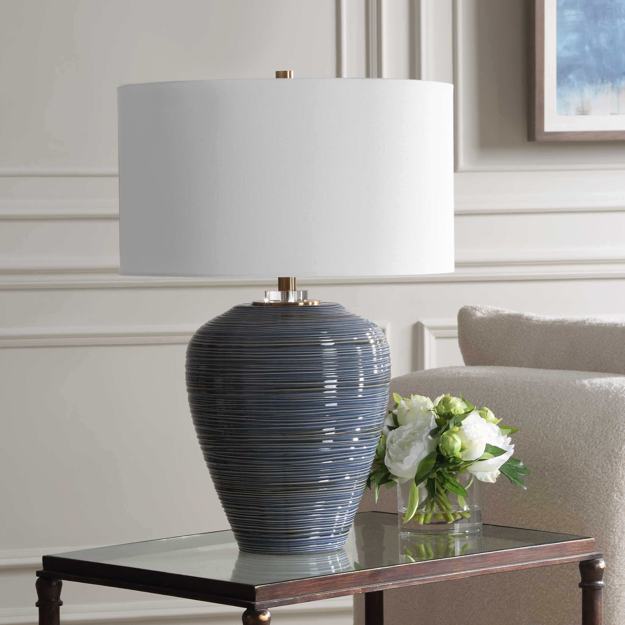 Moher Glossy Blue Table Lamp - Image 3