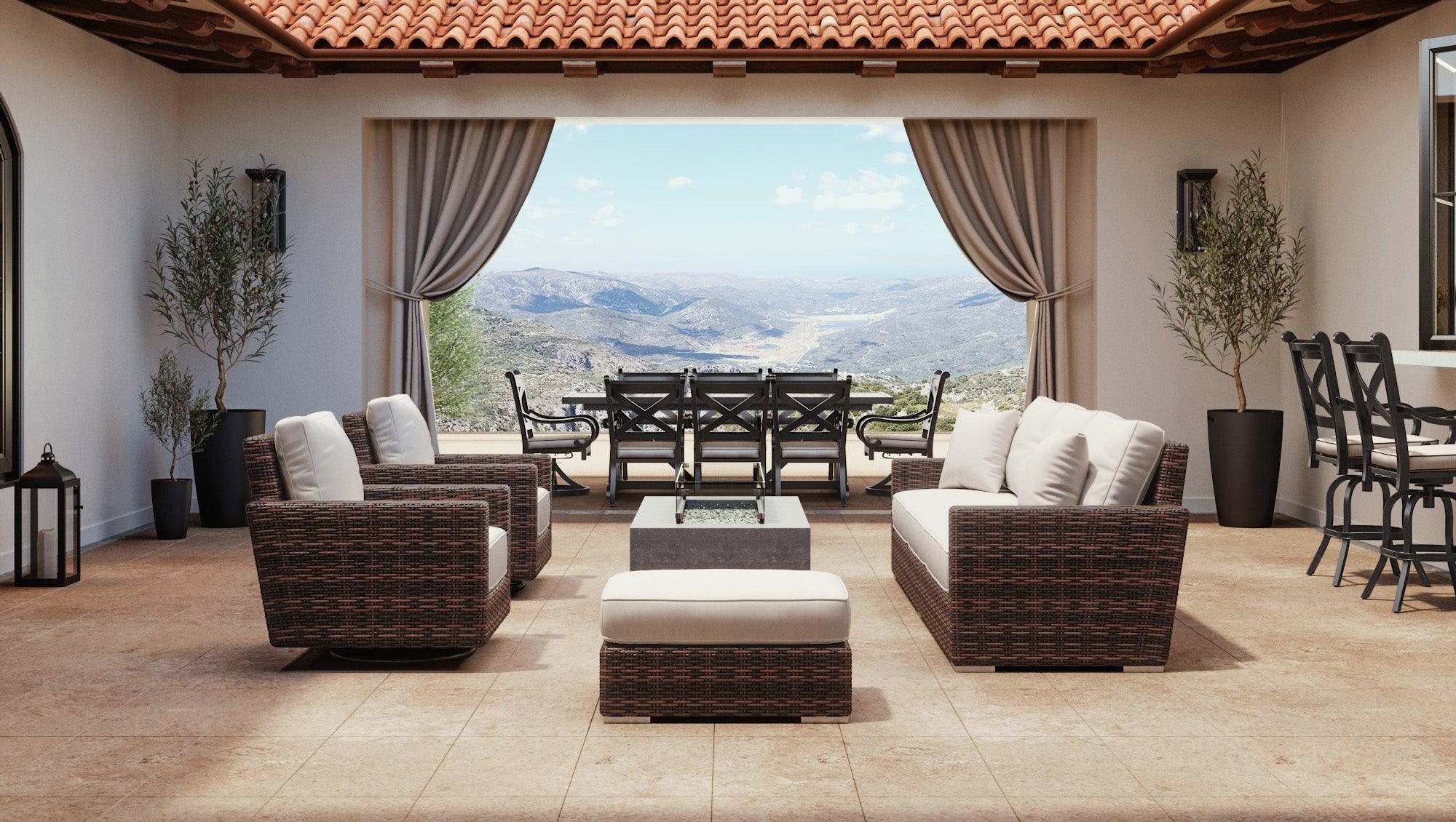 Montecito Ottoman in Canvas Flax w/ Self Welt - Image 2