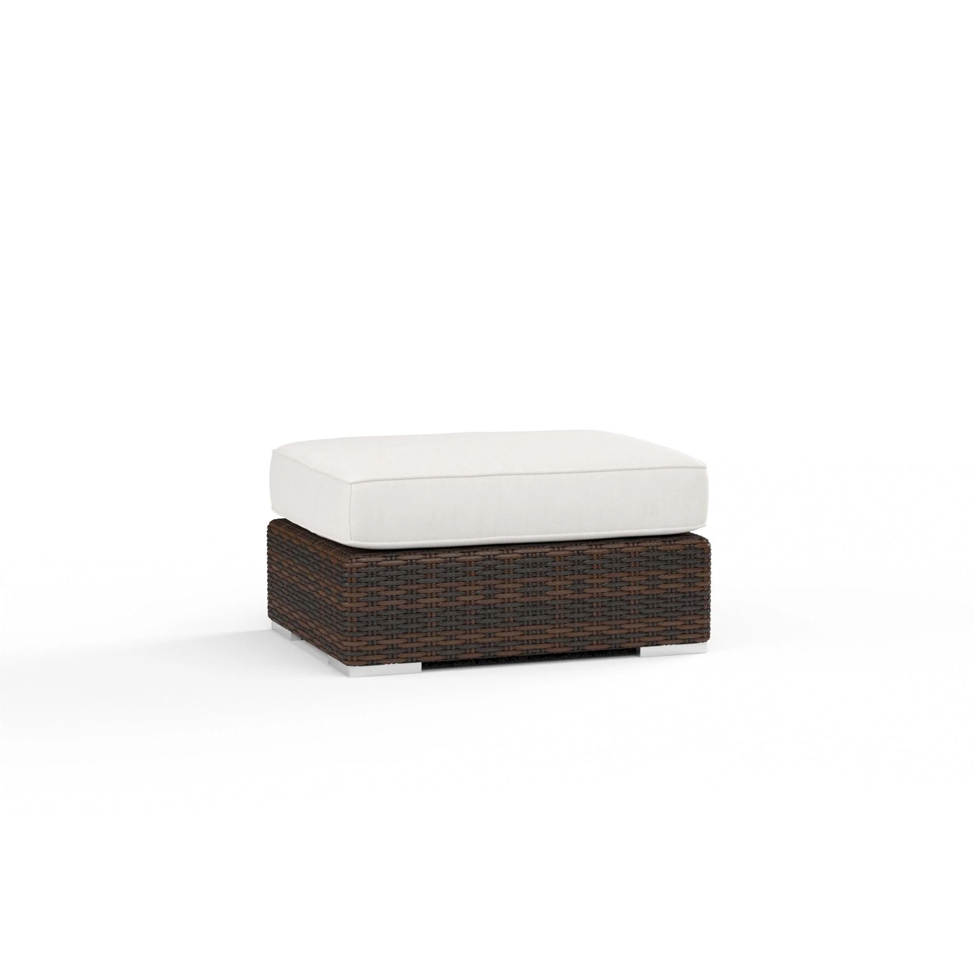 Montecito Ottoman in Canvas Flax w/ Self Welt - Image 3