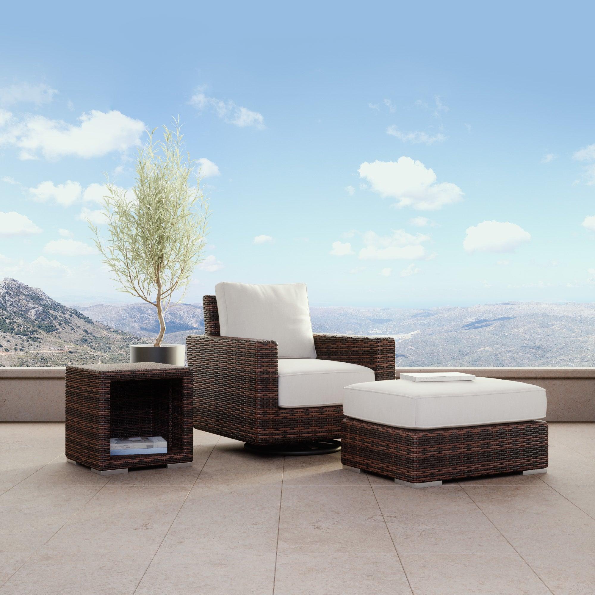Montecito Swivel Rocker Club Chair in Canvas Flax w/ Self Welt - Image 2