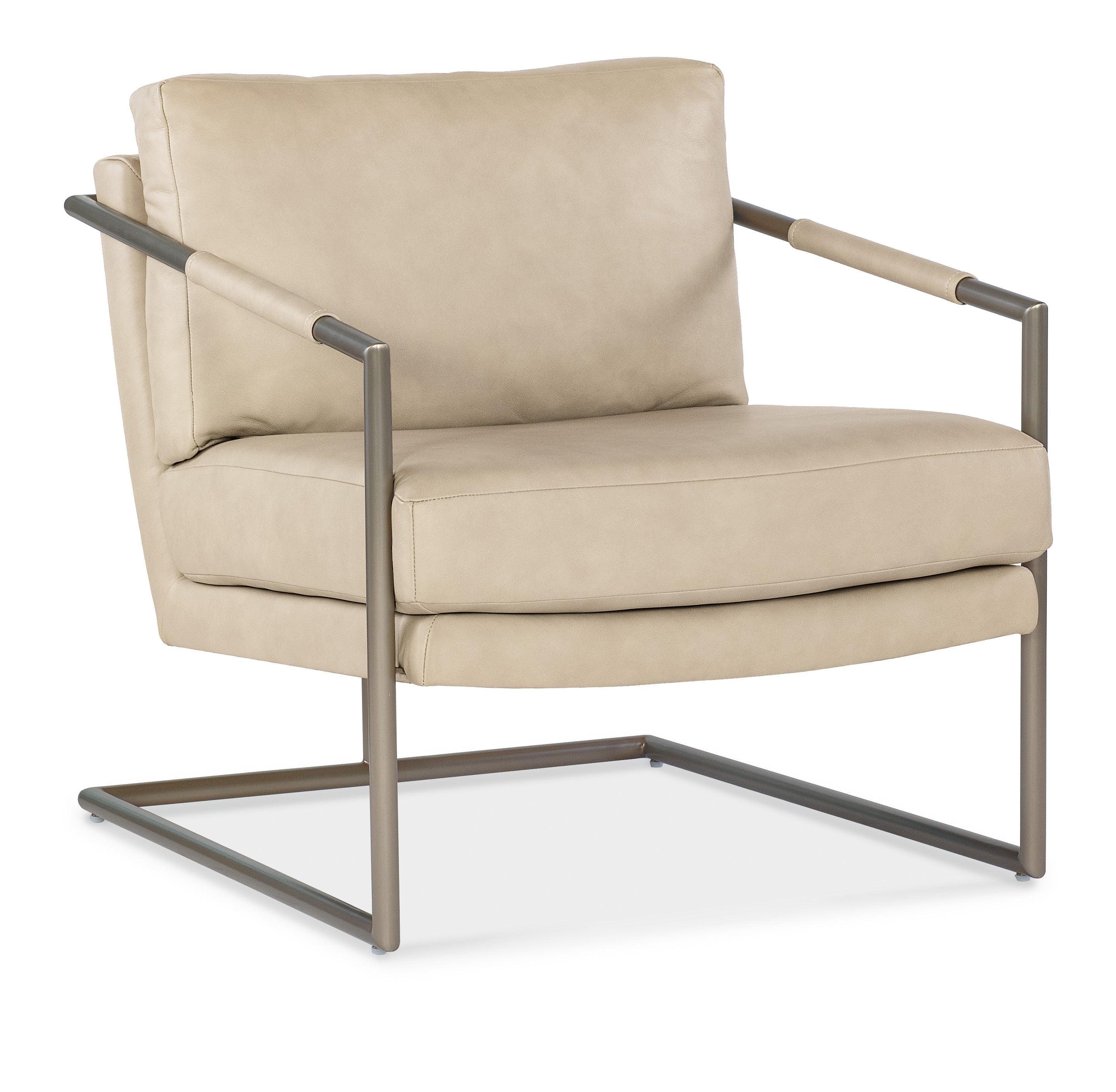 Moody Metal Chair - Beige Leather
