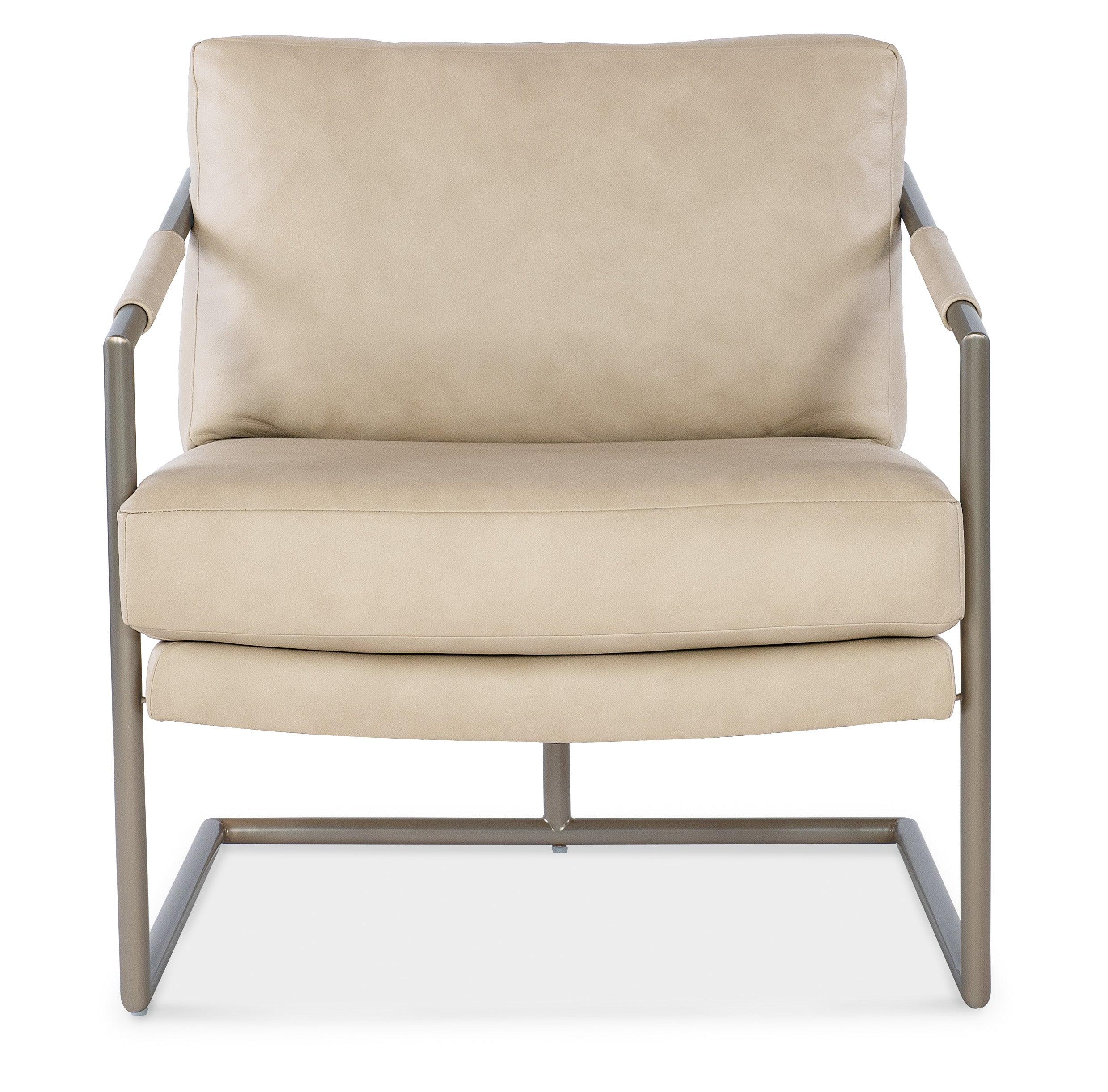 Moody Metal Chair - Beige Leather - Image 4