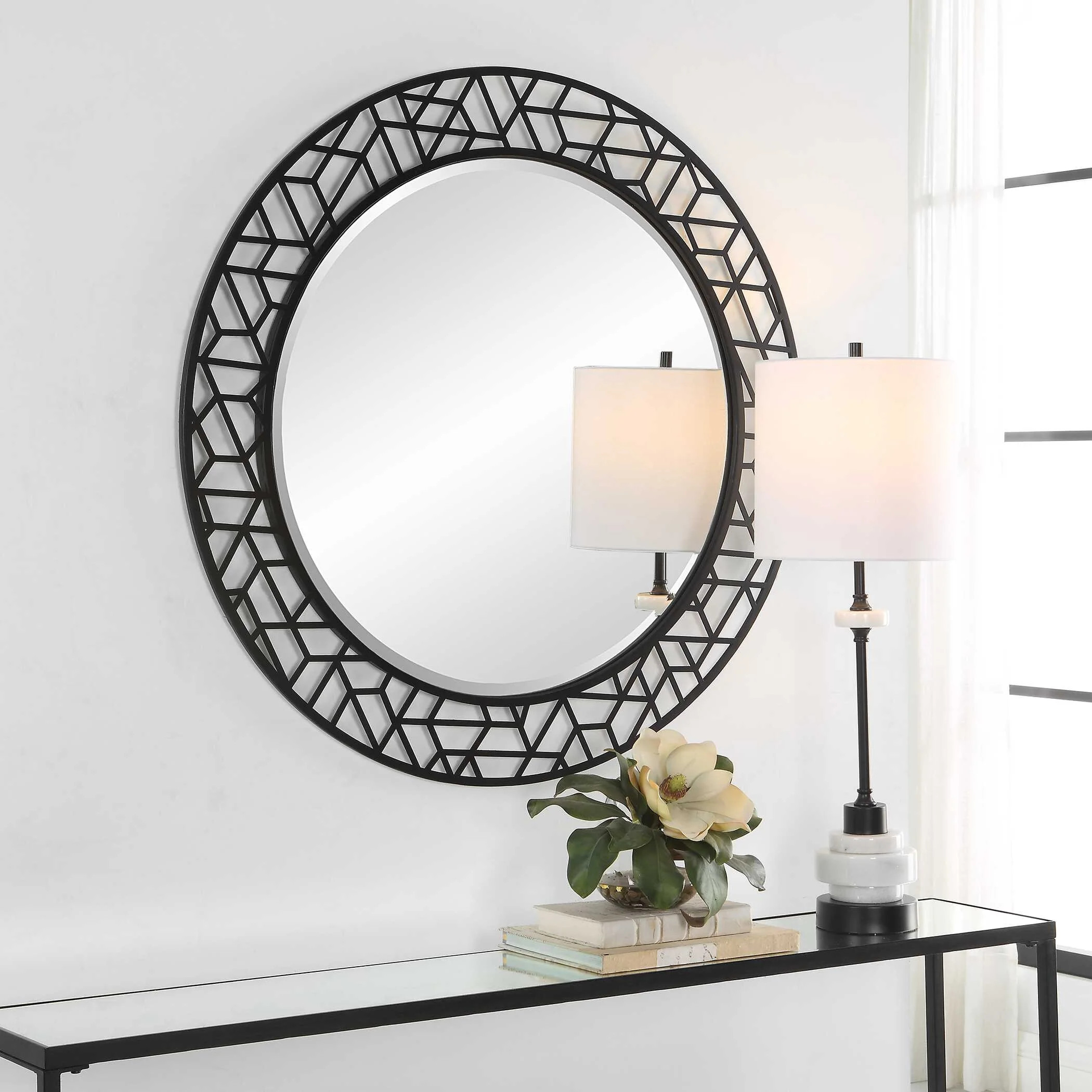 Mosaic Metal Round Mirror - Image 3