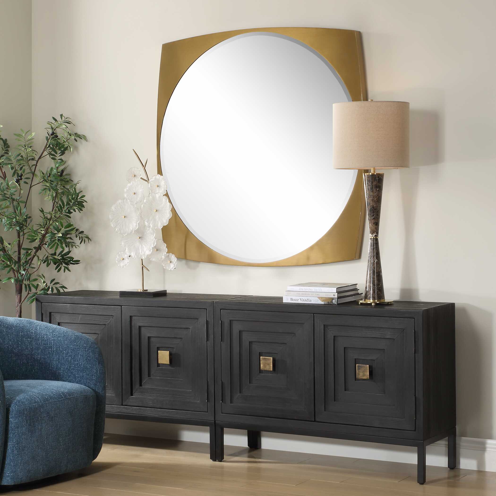 Neilia Round Brass Mirror - Image 3