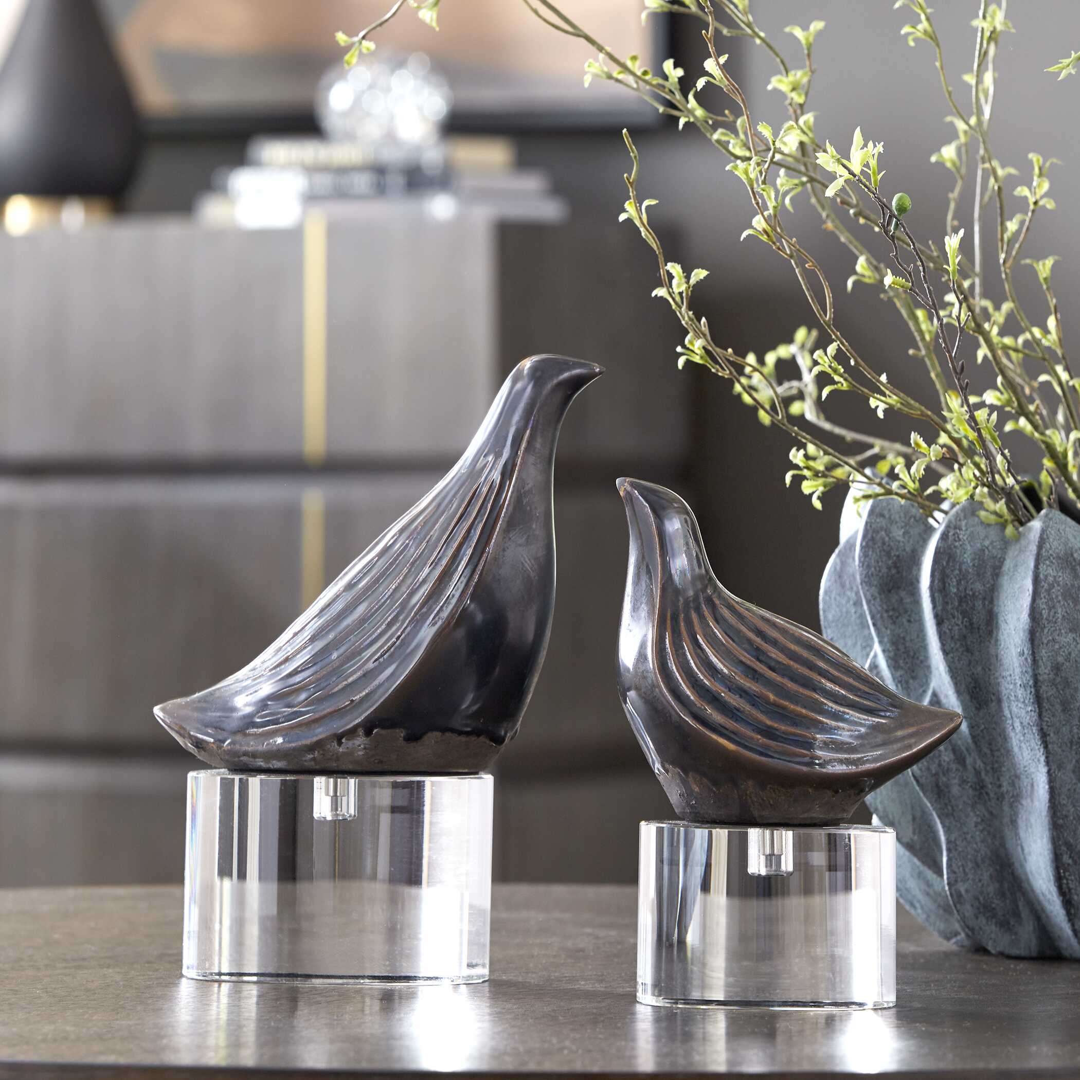 Nesting Bird Gray Sculptures, S/2 - Image 2