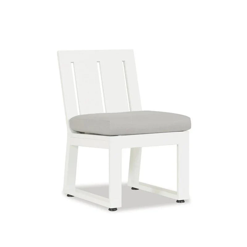 Newport Armless Dining Chair in Cast Silver, No Welt