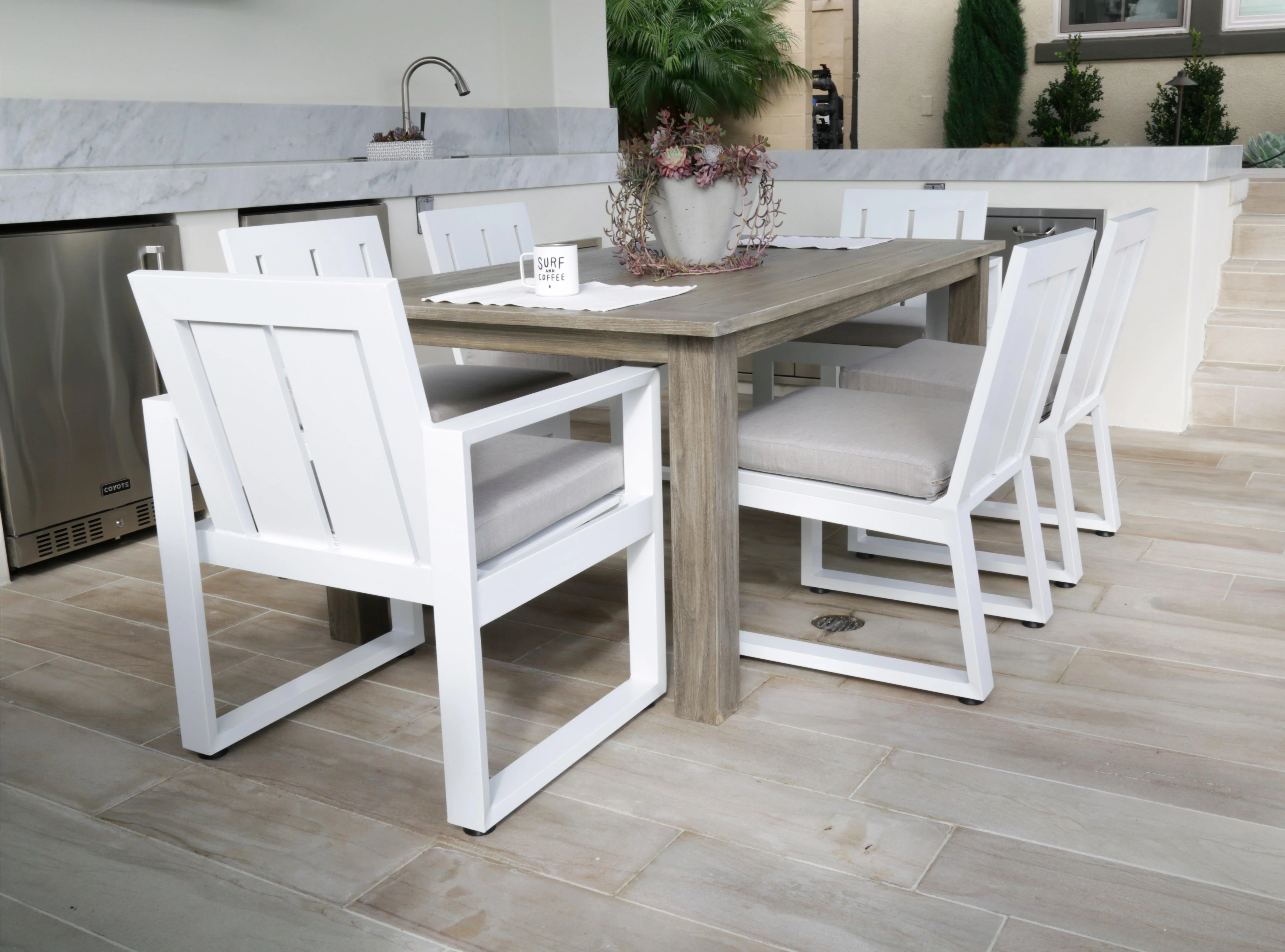 Newport Armless Dining Chair in Cast Silver, No Welt - Image 2