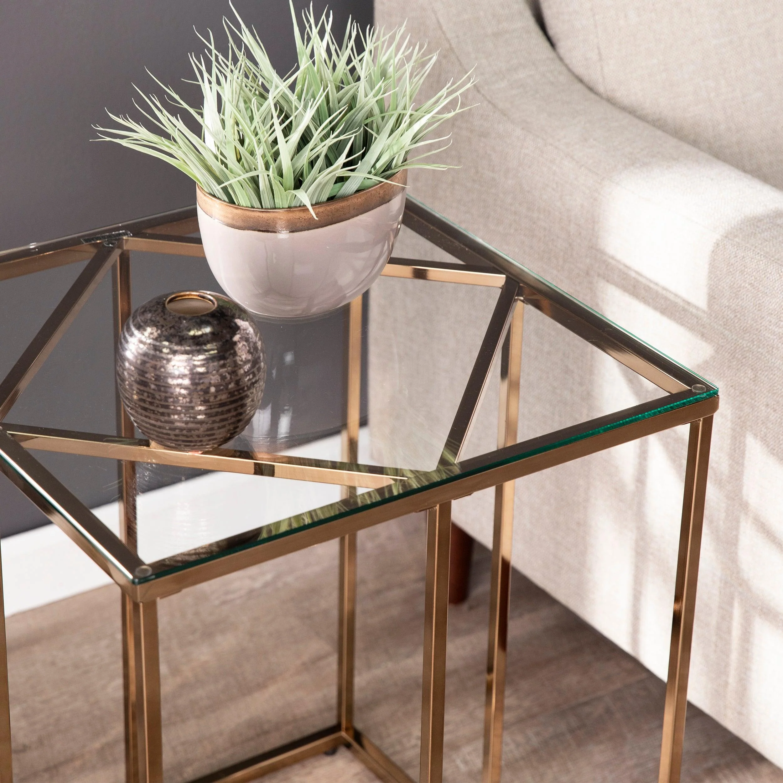 Nicholance Contemporary End Table w/ Glass Top - Image 5