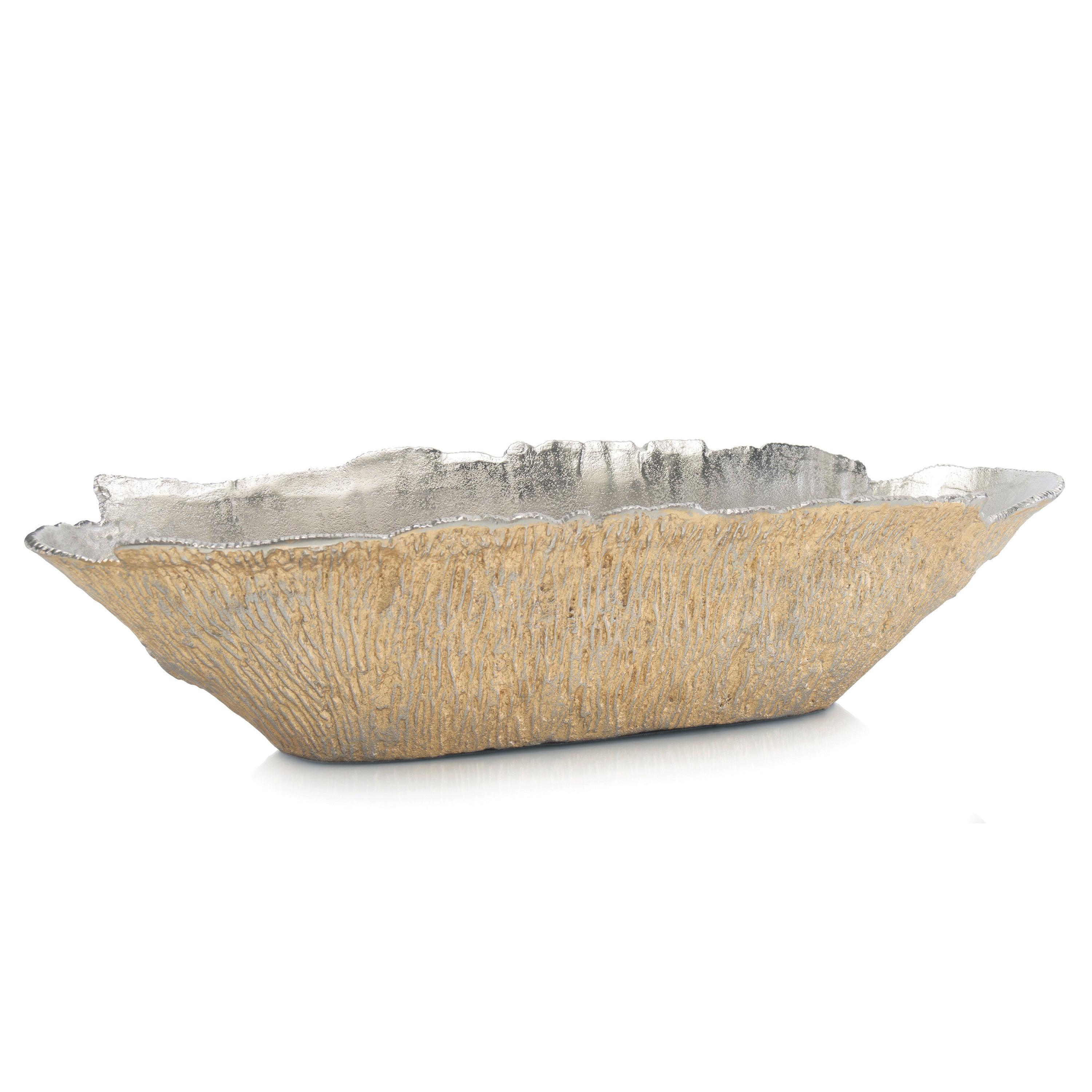 Nickel And Gold Textured Oval Bowl