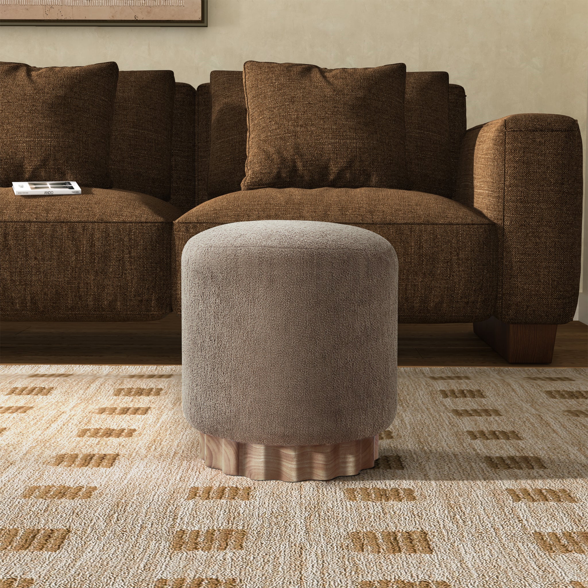 Nikolas Round Boucle Ottoman - Image 3