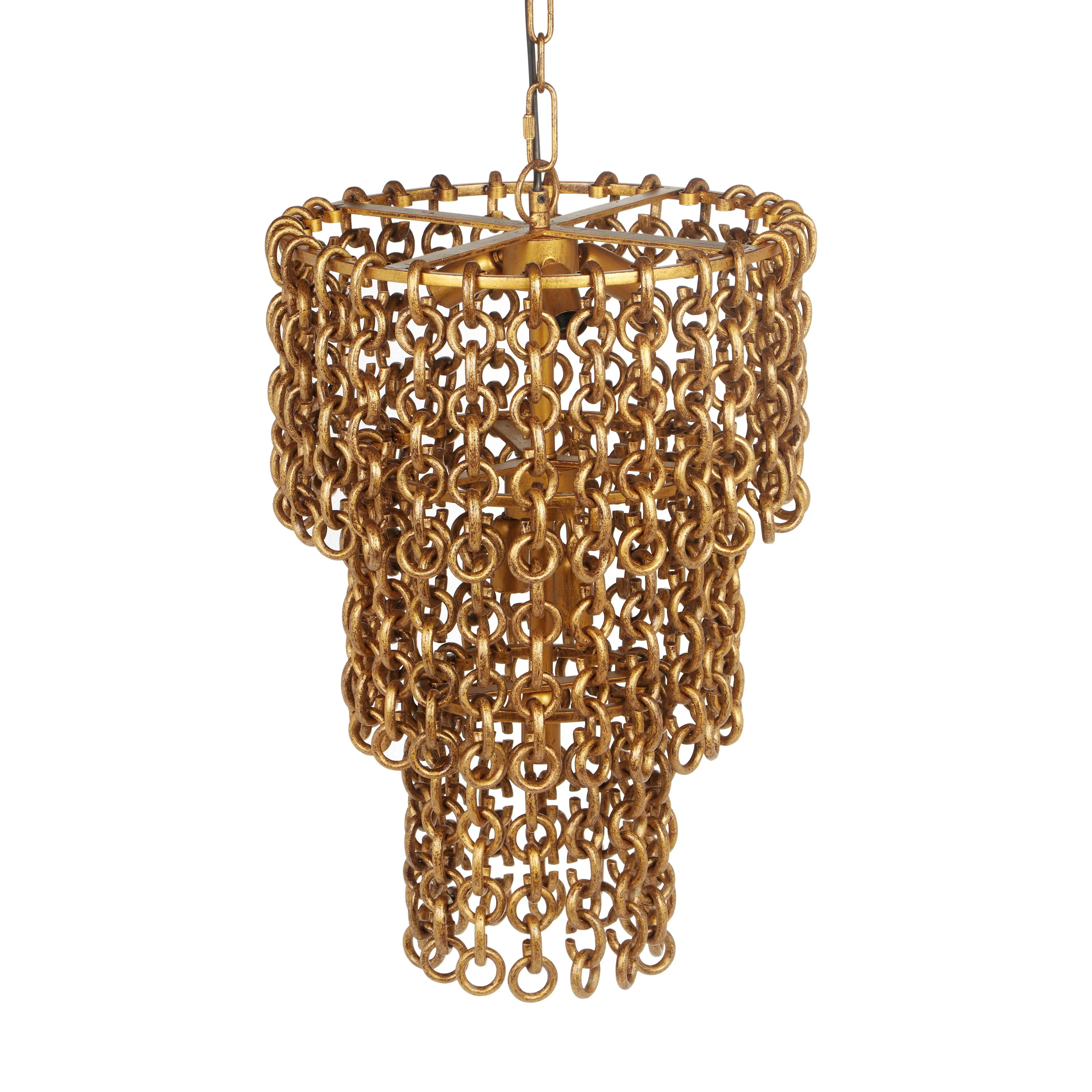 Nirsa Brass Chain Link 3-Tier Chandelier - Image 4