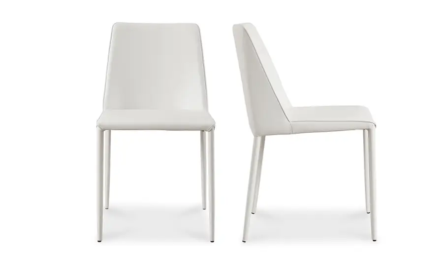 Nora Dining Chair White Vegan Leather - Set of 2 - Image 3
