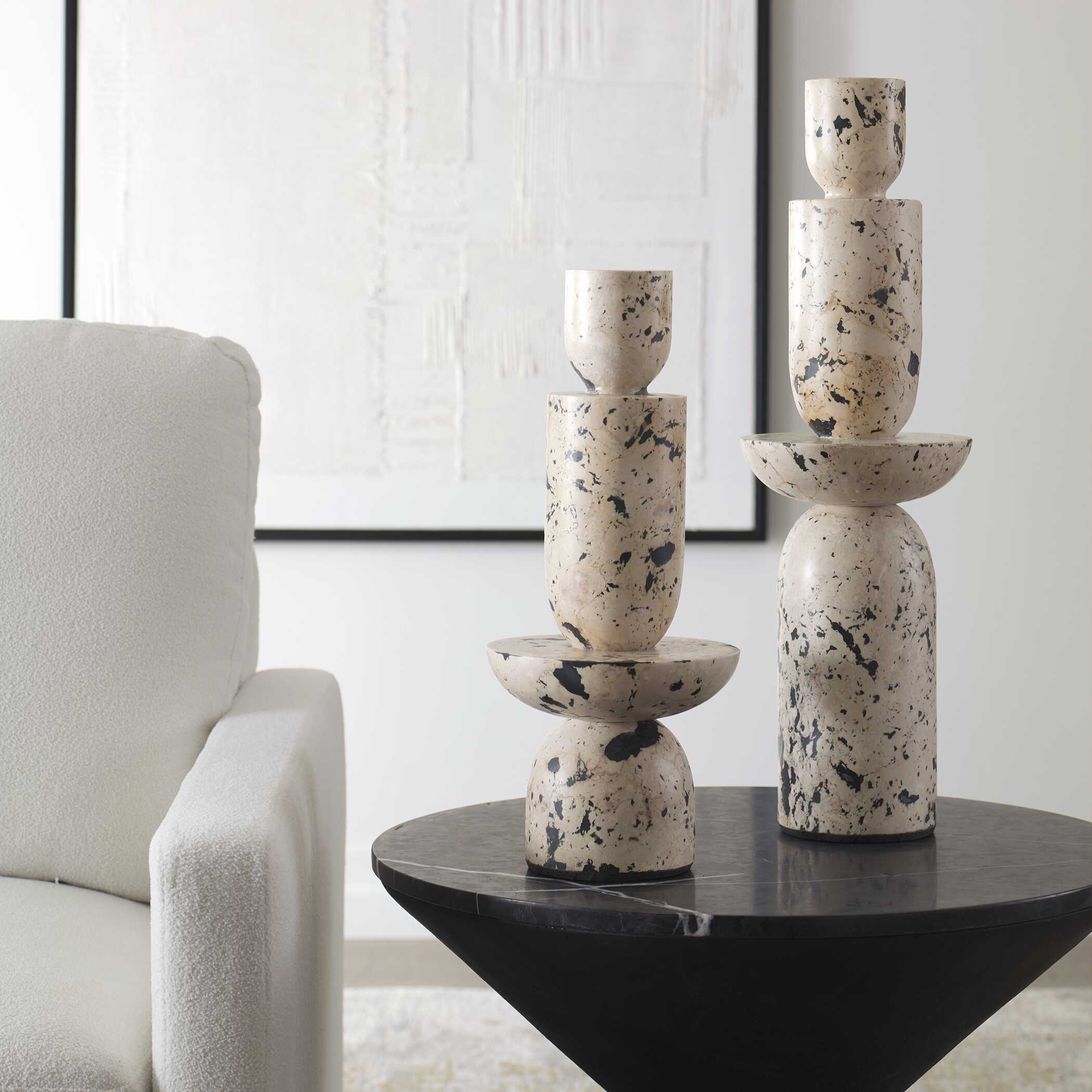 Nouveau Tower Sculptures - Set of 2 - Image 2