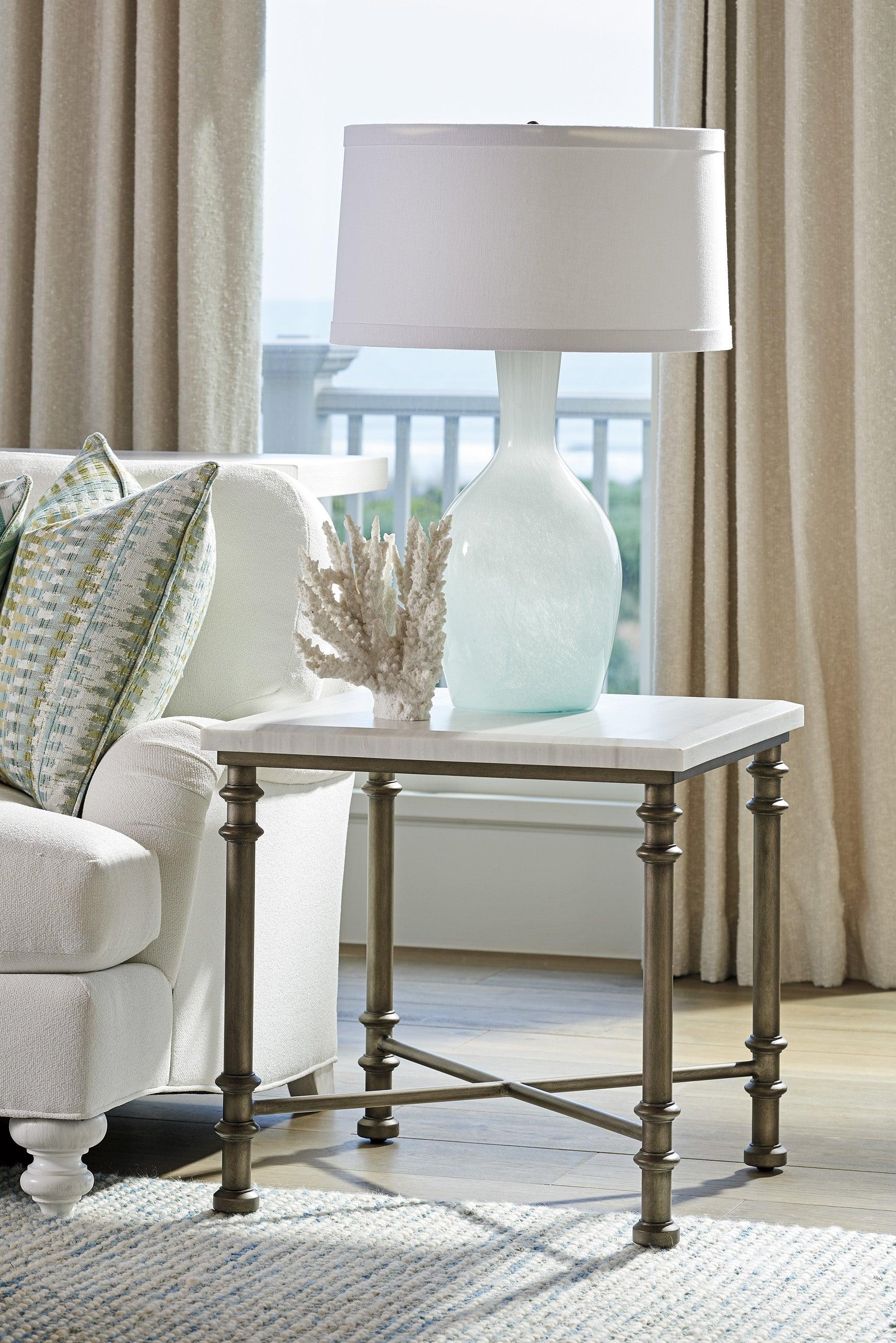 Ocean Breeze Flagler Square Marble Top End Table - Image 2