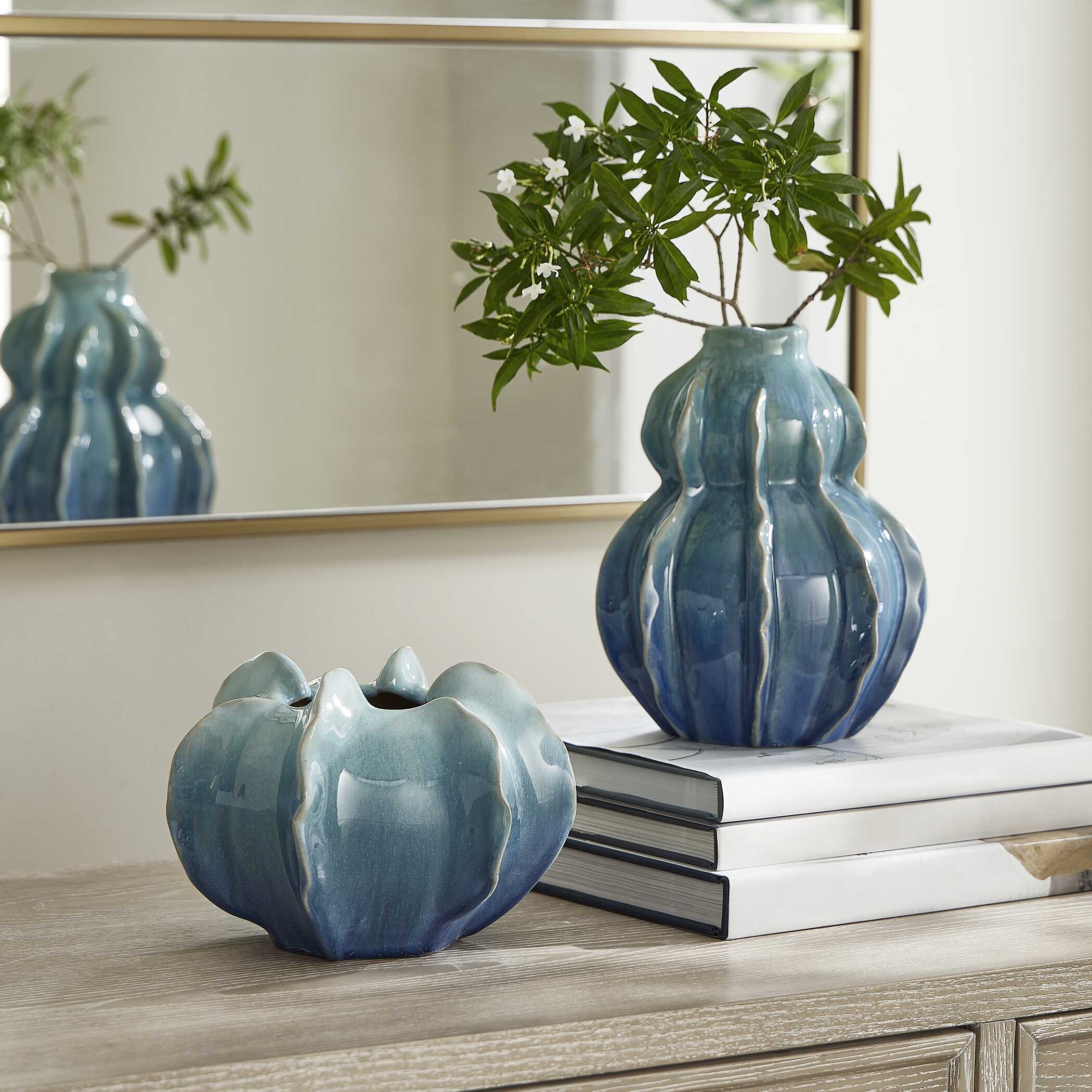 Ocean Wave Outdoor Glazed Vases - Set of 2 - Image 2