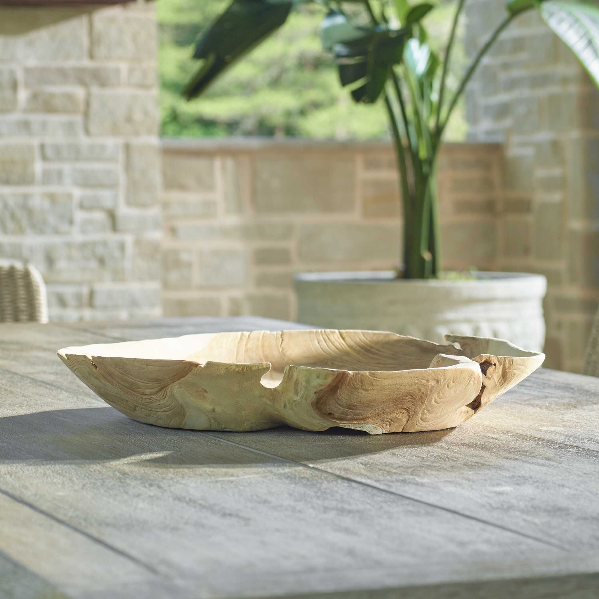 Organic Embrace Outdoor Teak Bowl - Image 3