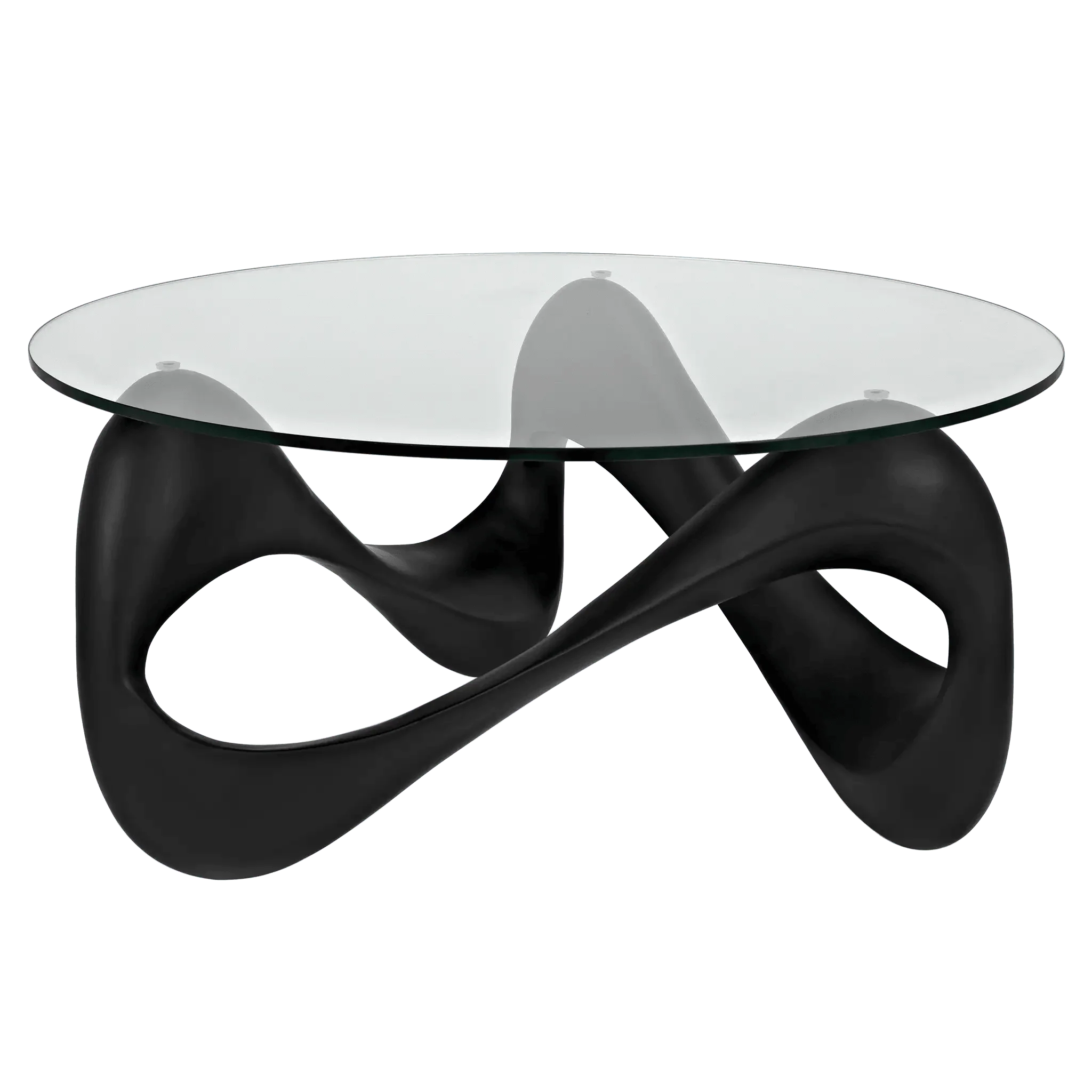 Orion Coffee Table, Black Resin Cement with Glass