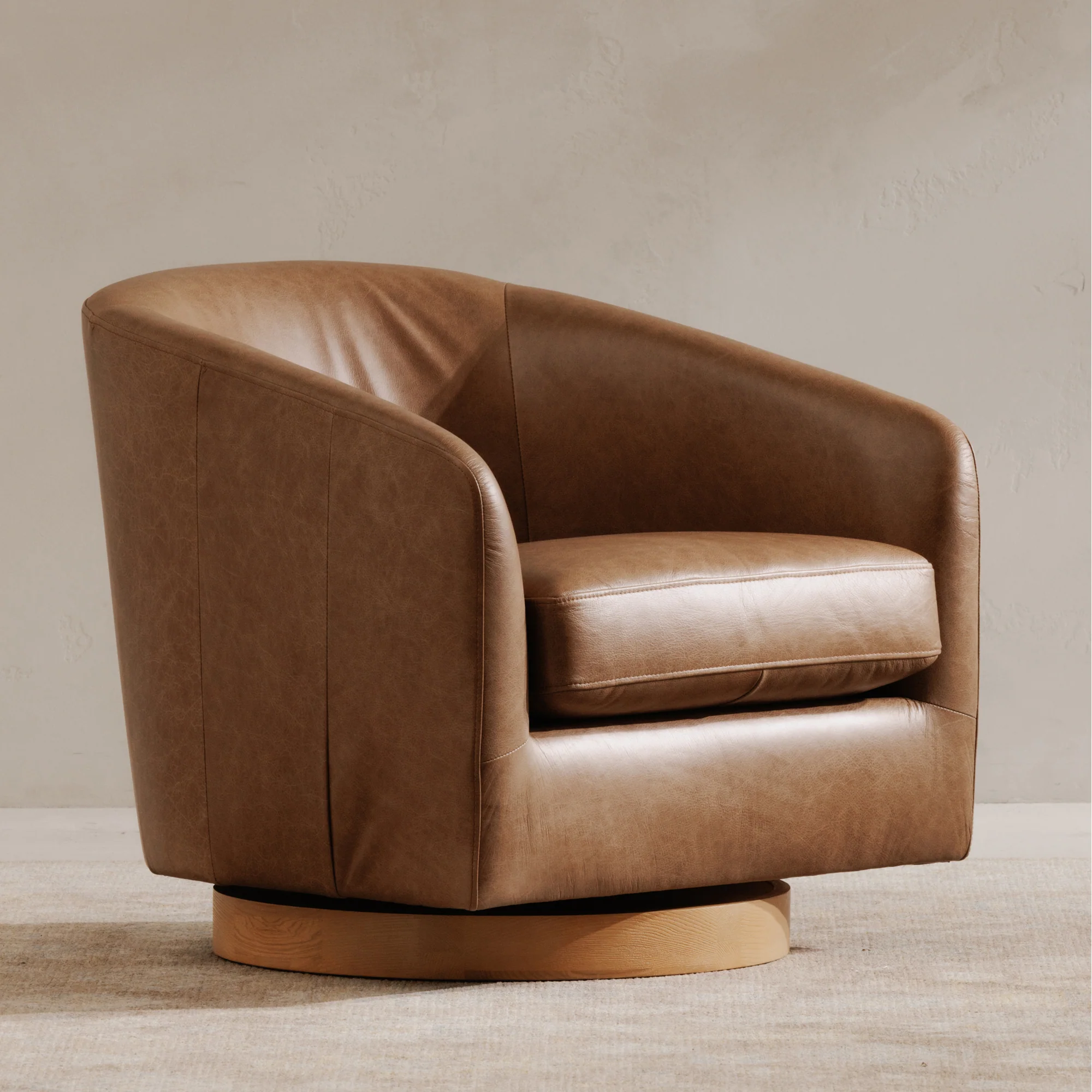 Oscy Leather Swivel Chair - Image 2