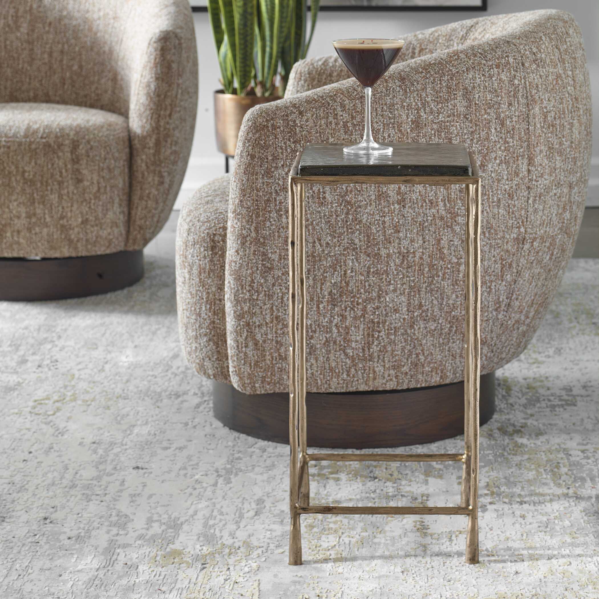 Ovard Antiqued Gold Accent Table - Image 2