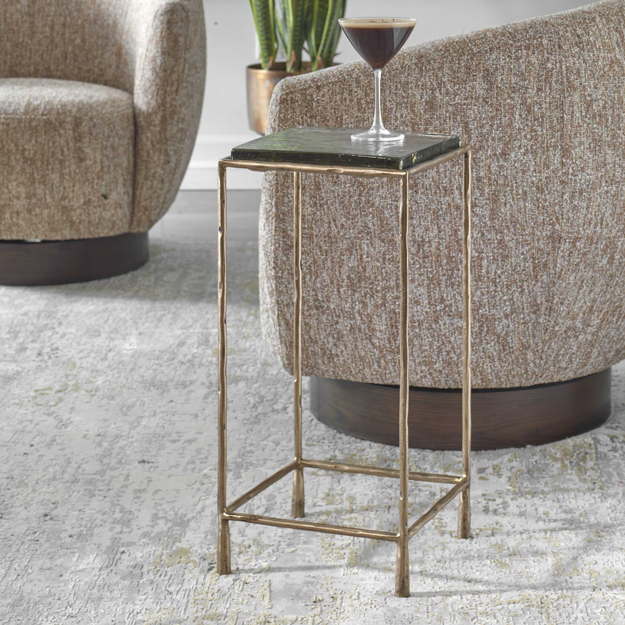 Ovard Antiqued Gold Accent Table - Image 3