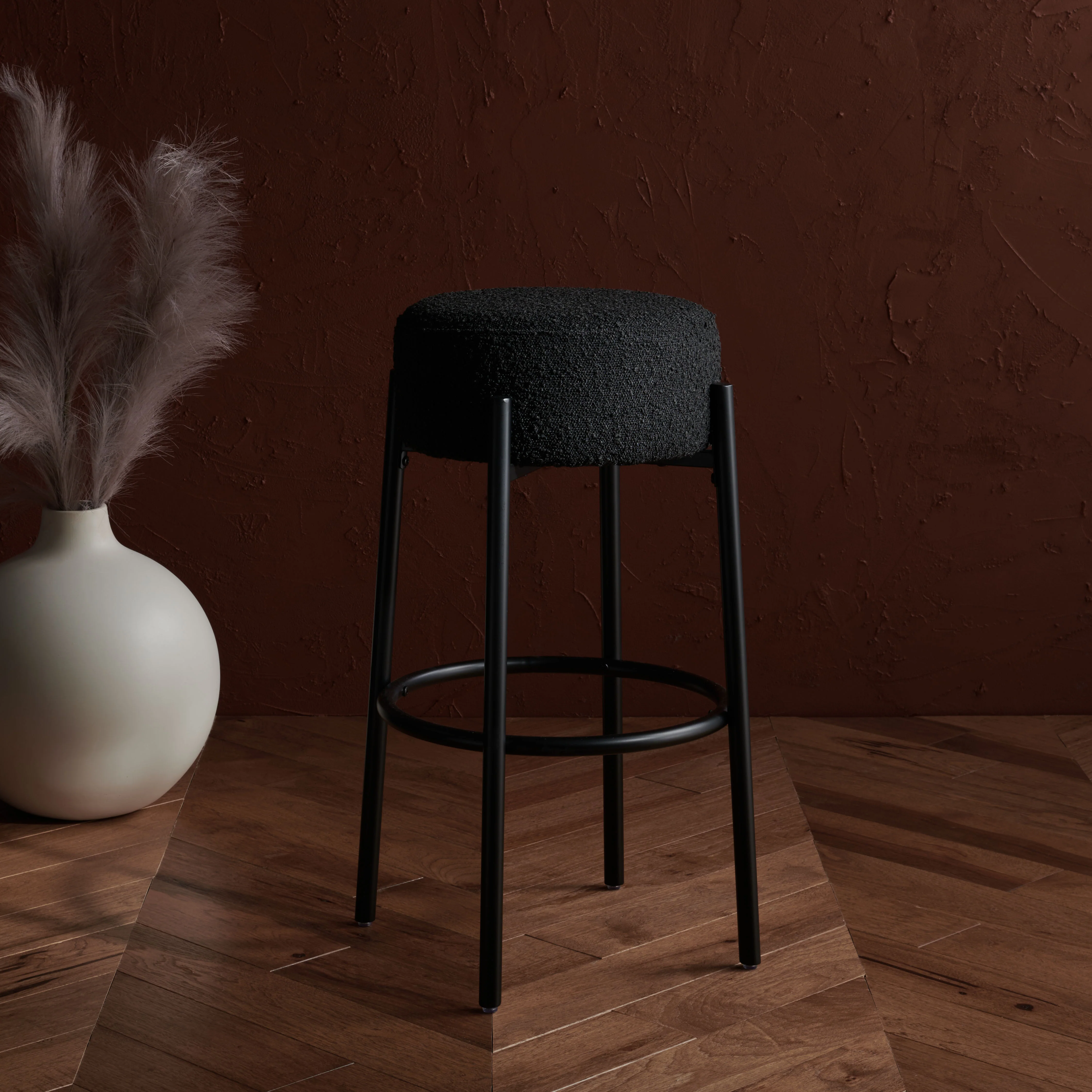Paisleigh Boucle And Metal Leg Barstool - Image 2