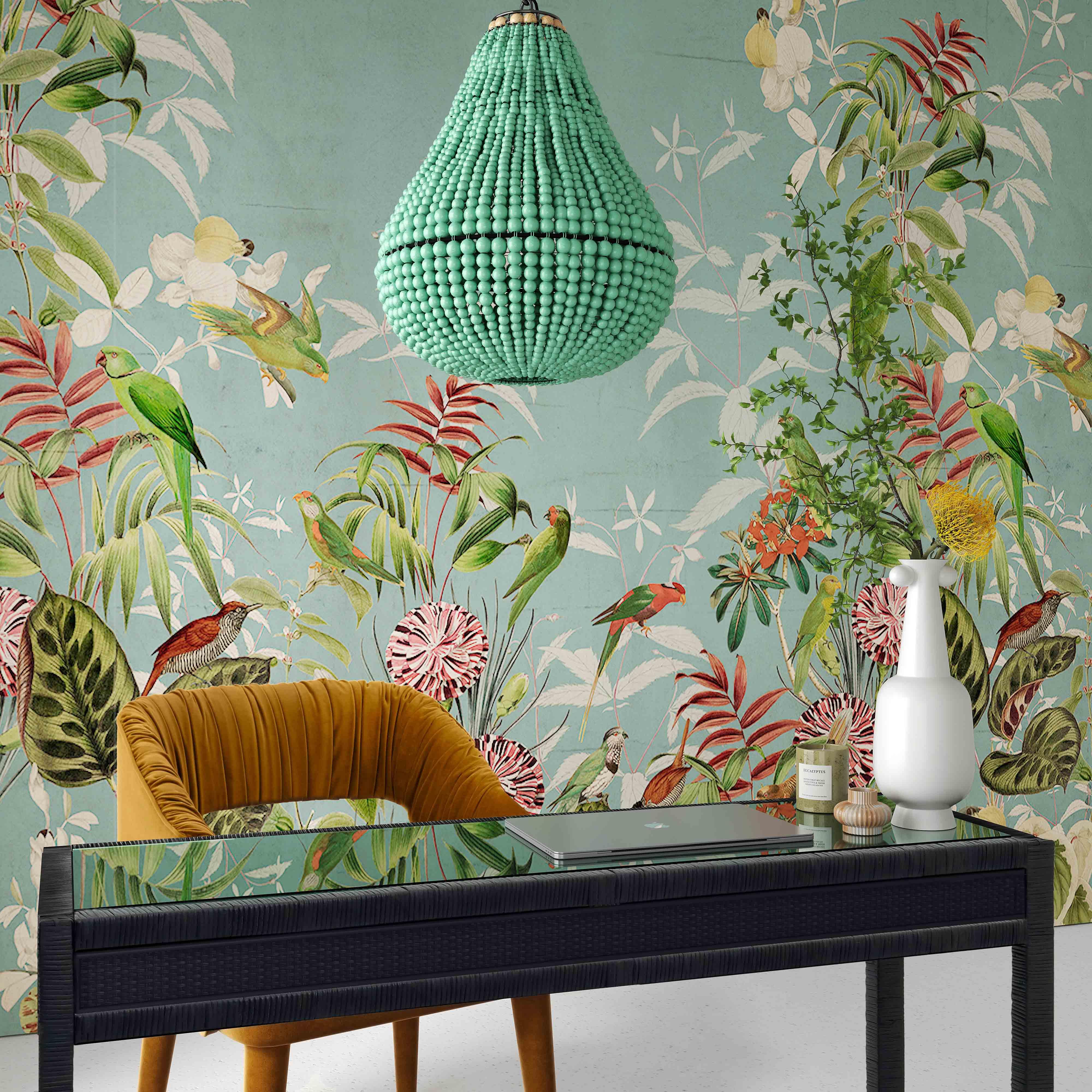Palani Green Wooden Bead Chandelier - Image 2