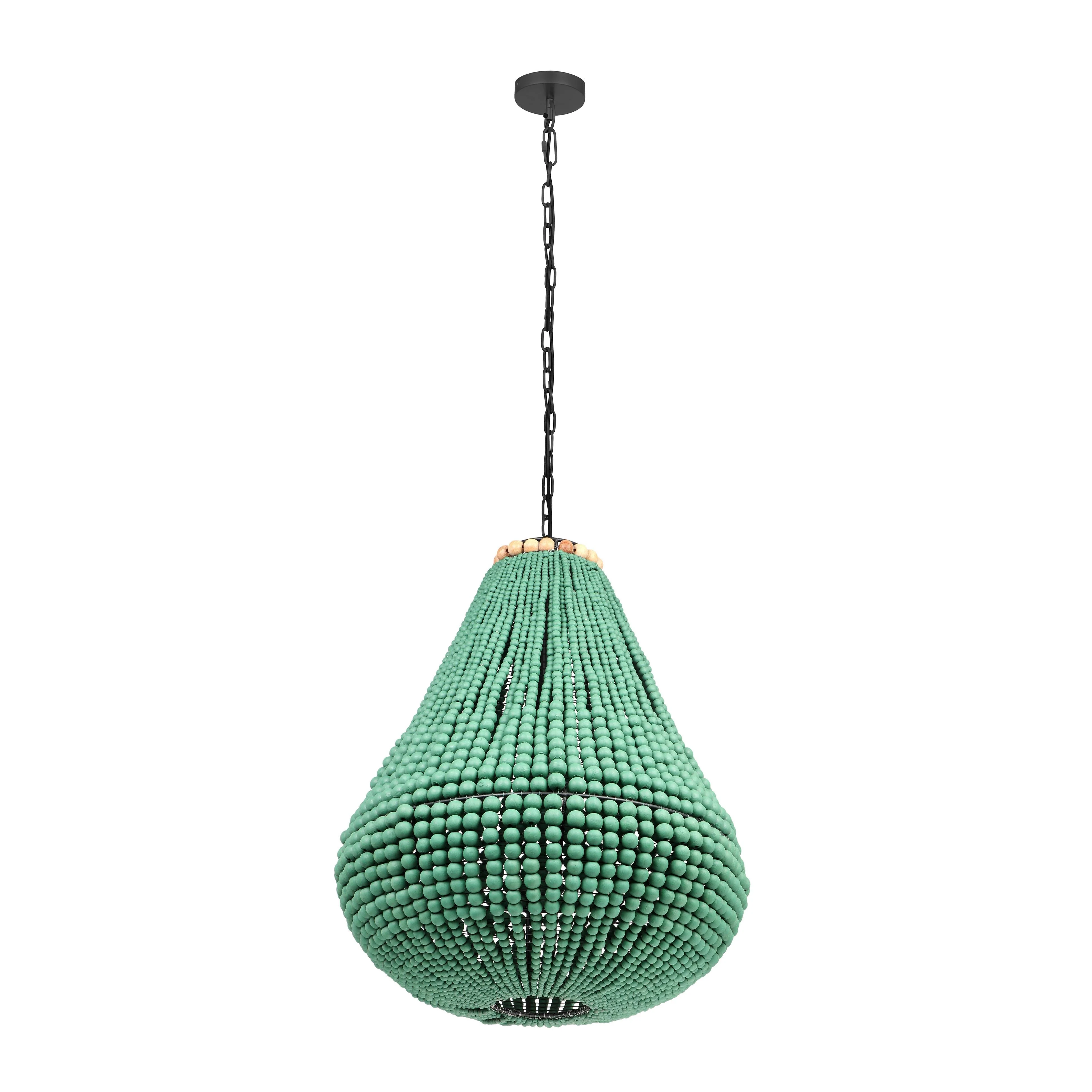 Palani Green Wooden Bead Chandelier - Image 3
