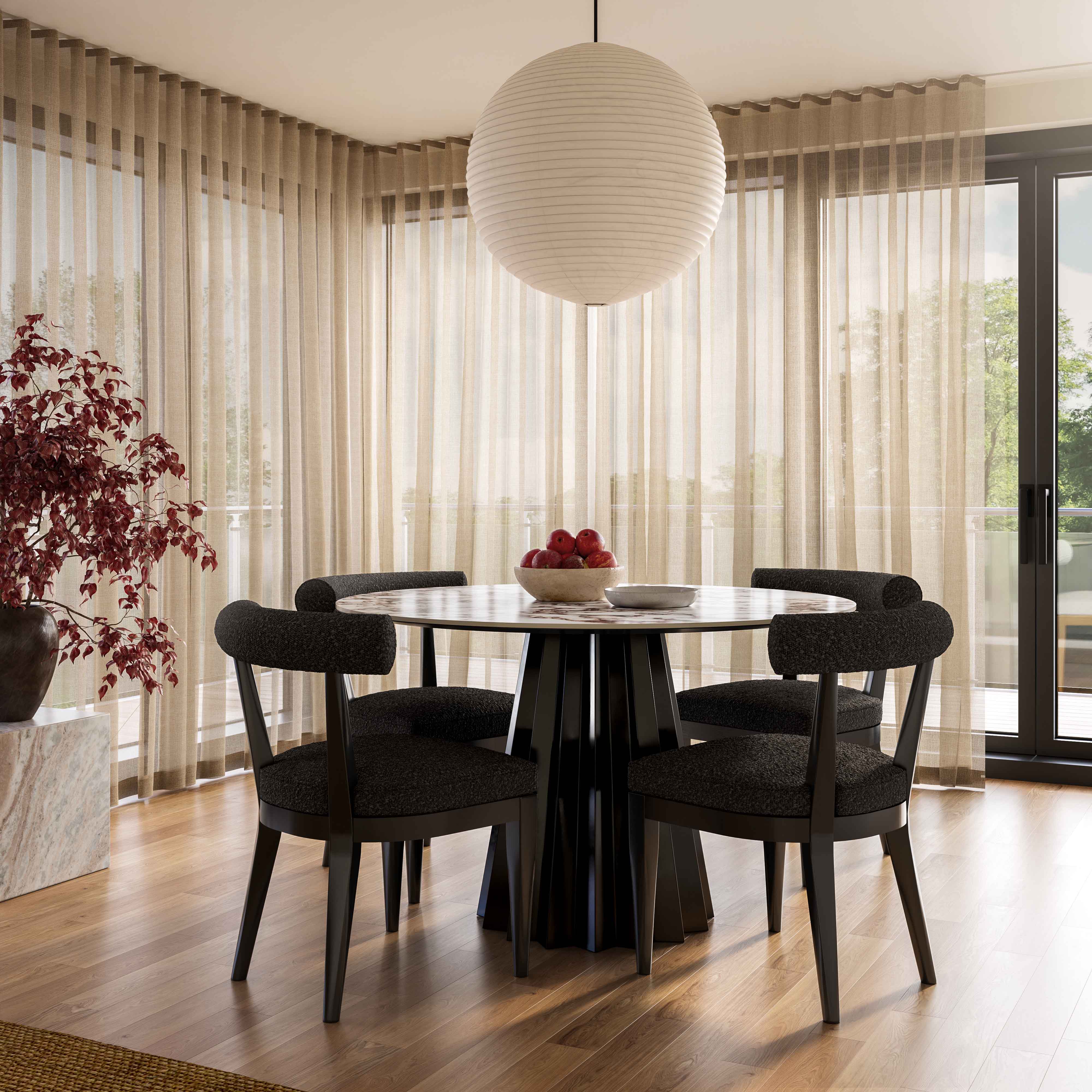 Palla Black Boucle Dining Chair - Set of 2 - Image 2