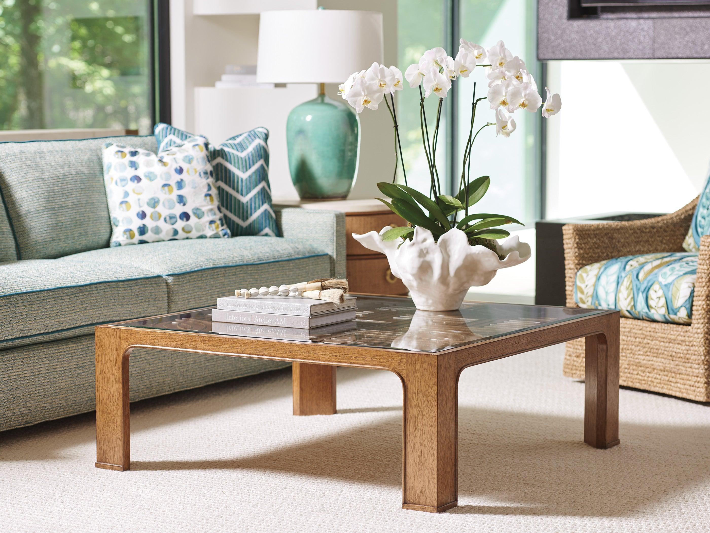 Palm Desert Redford Square Rattan Cocktail Table - Image 2