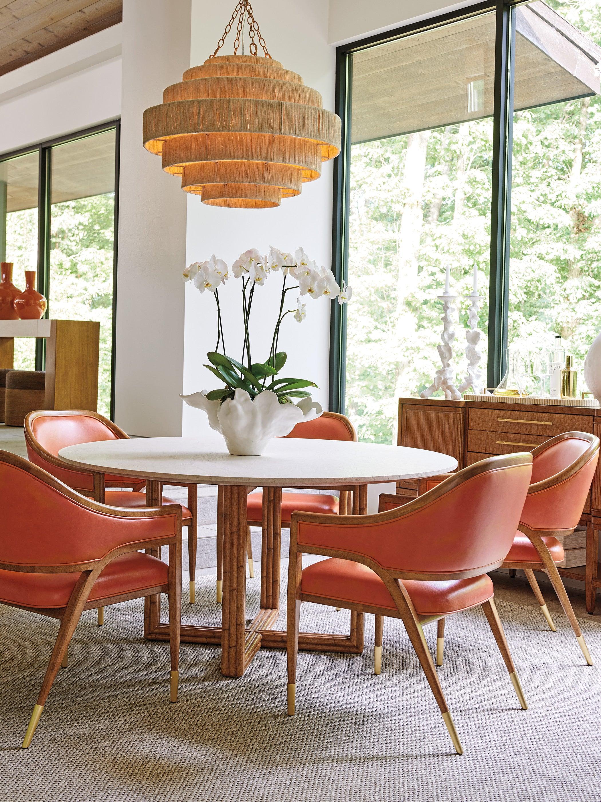 Palm Desert Woodard Marble Top Dining Table - Image 2