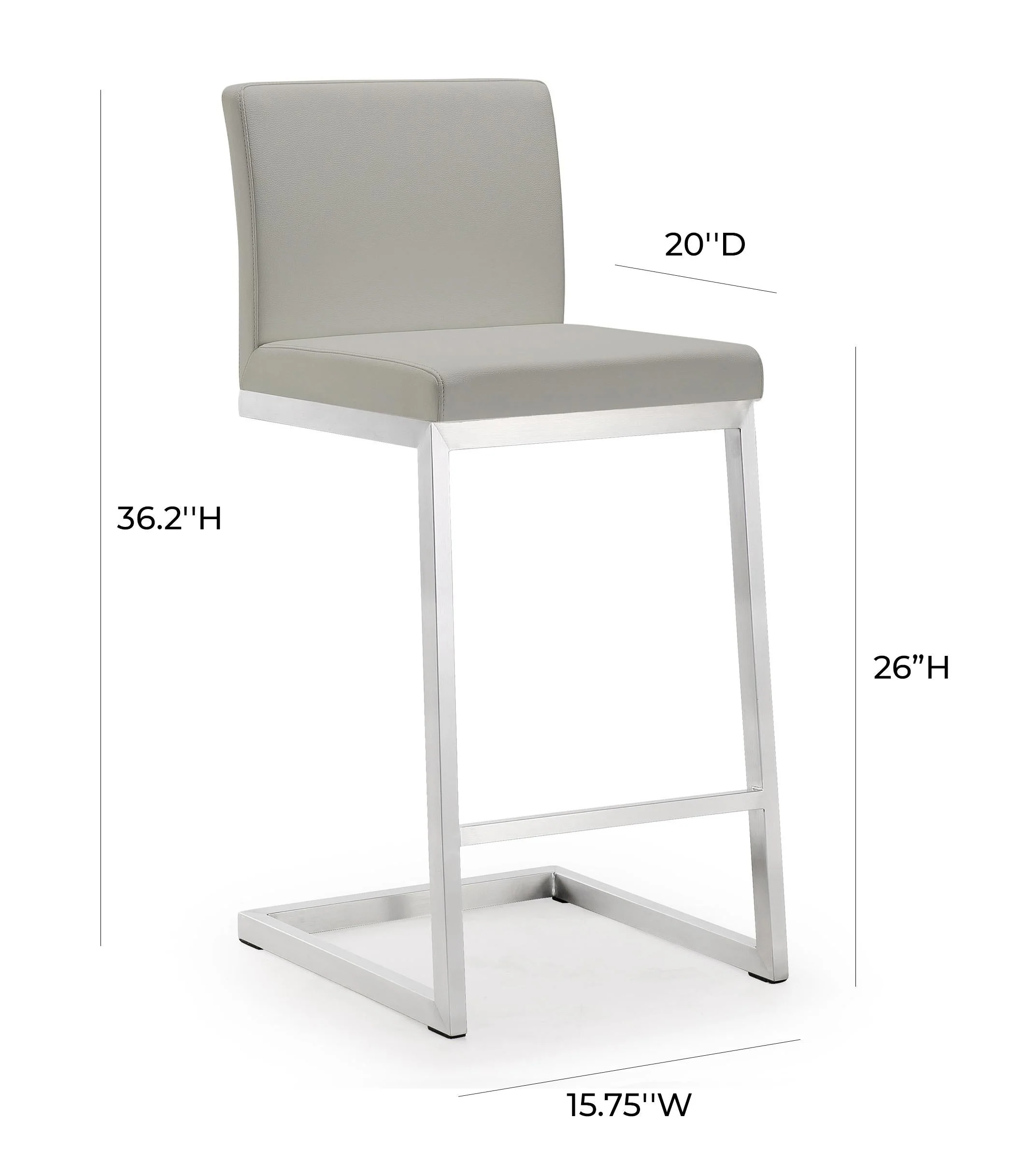 Parma Light Grey Stainless Steel Counter Stool (Set of 2) - Image 9