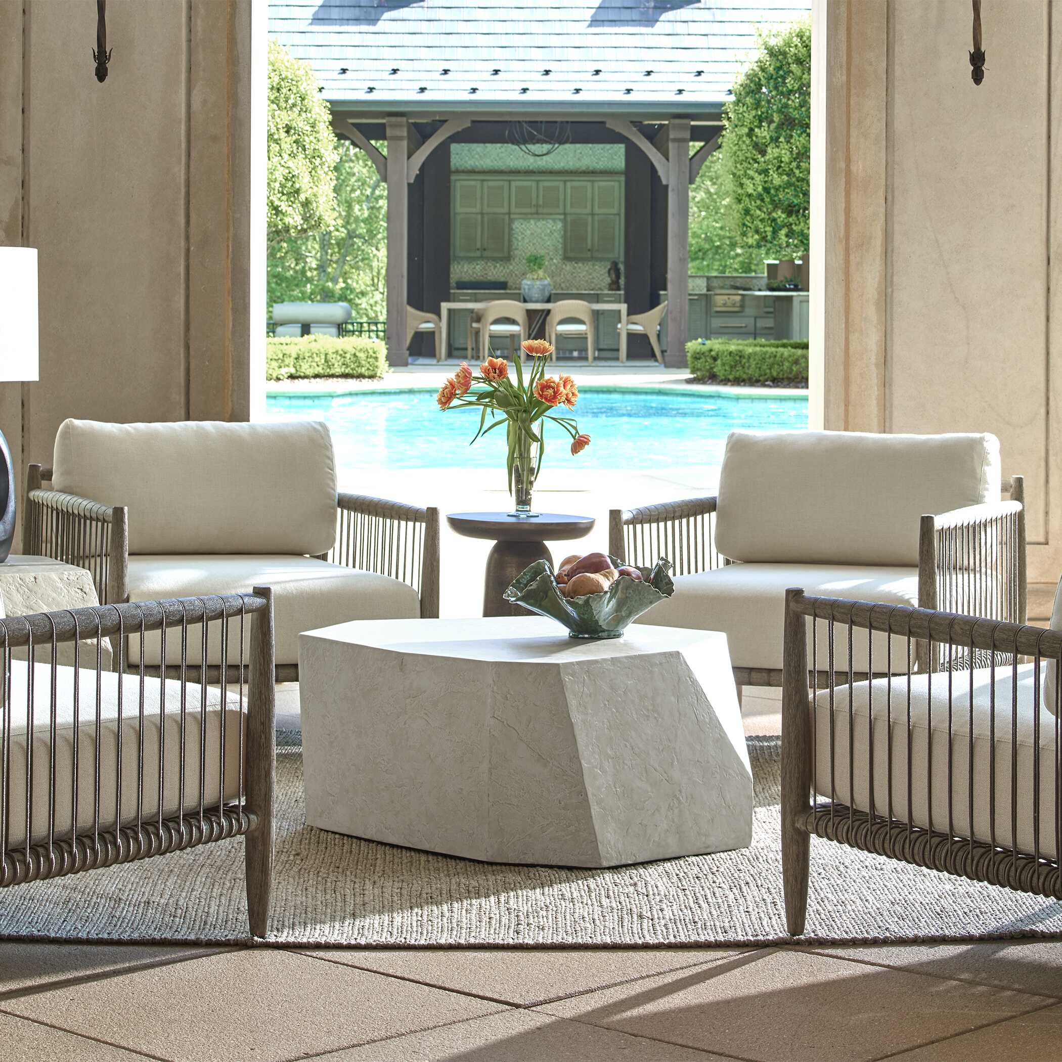 Parra Limestone Outdoor Coffee Table - Image 2