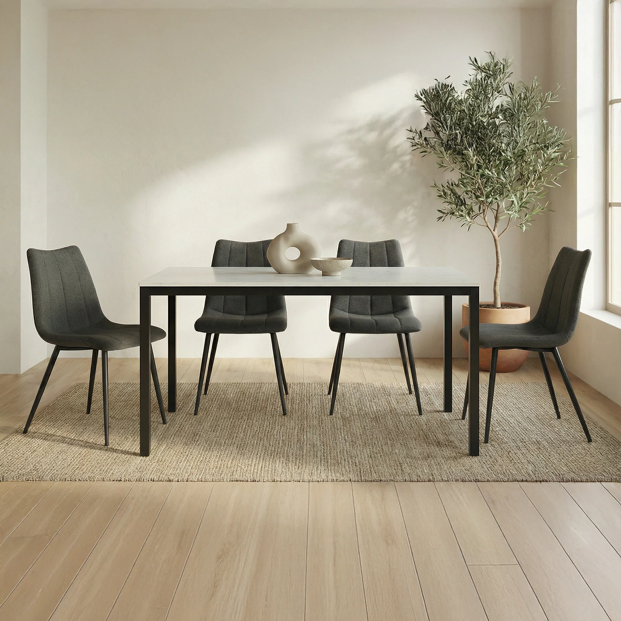 Parson Dining Table White Marble - Image 2
