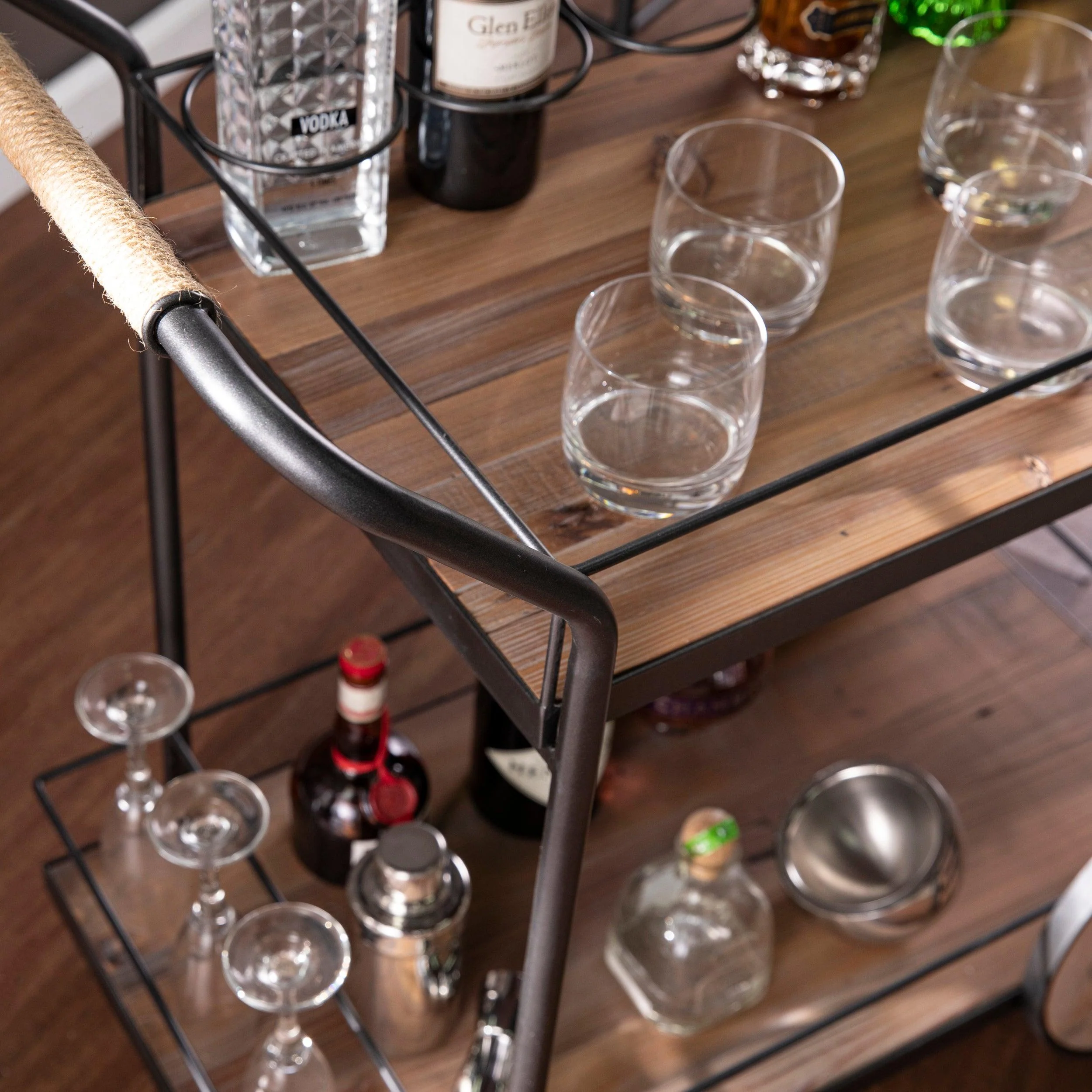 Pemton Reclaimed Wood Bar Cart - Image 8