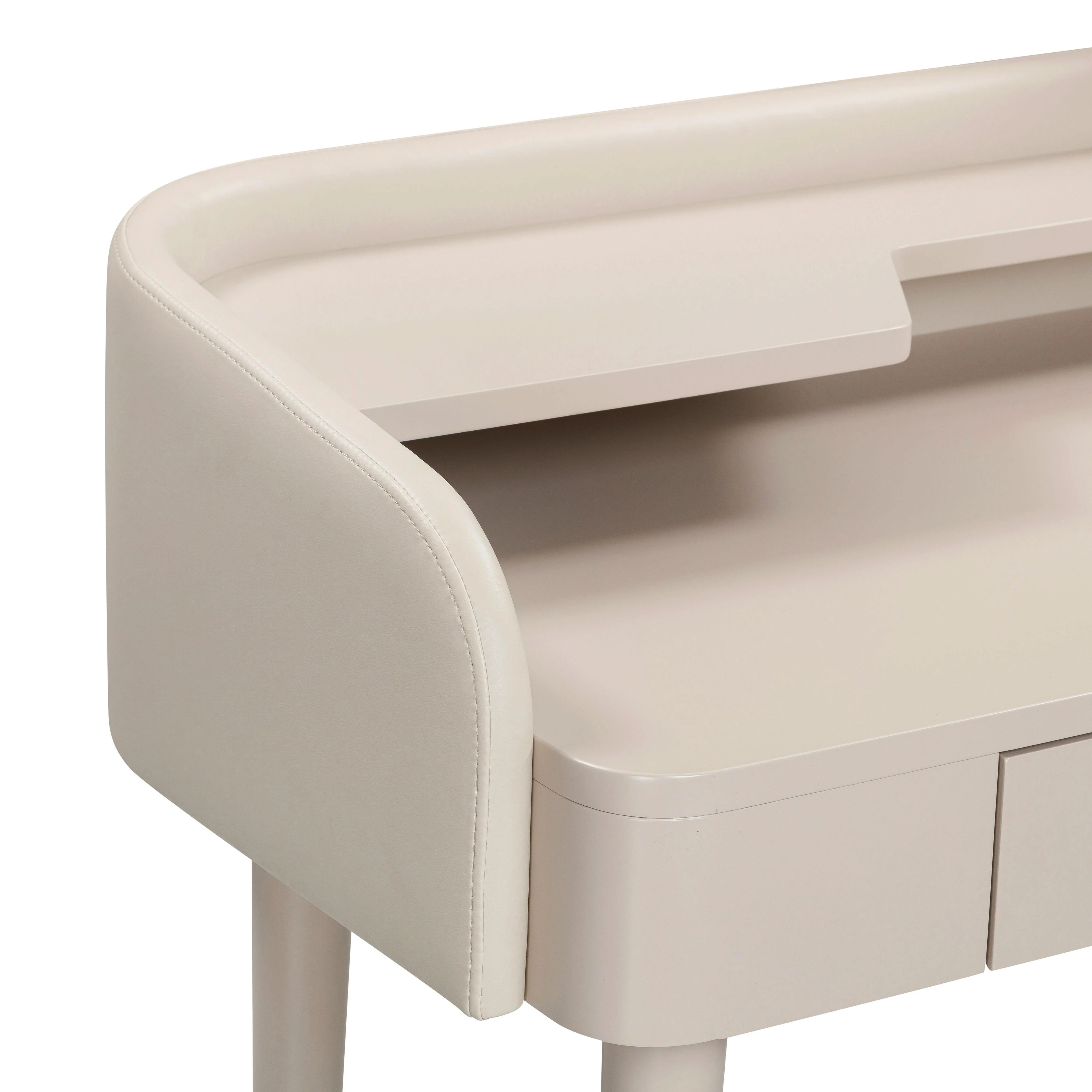 Penelope Taupe Vegan Leather Wrapped Vanity - Image 6