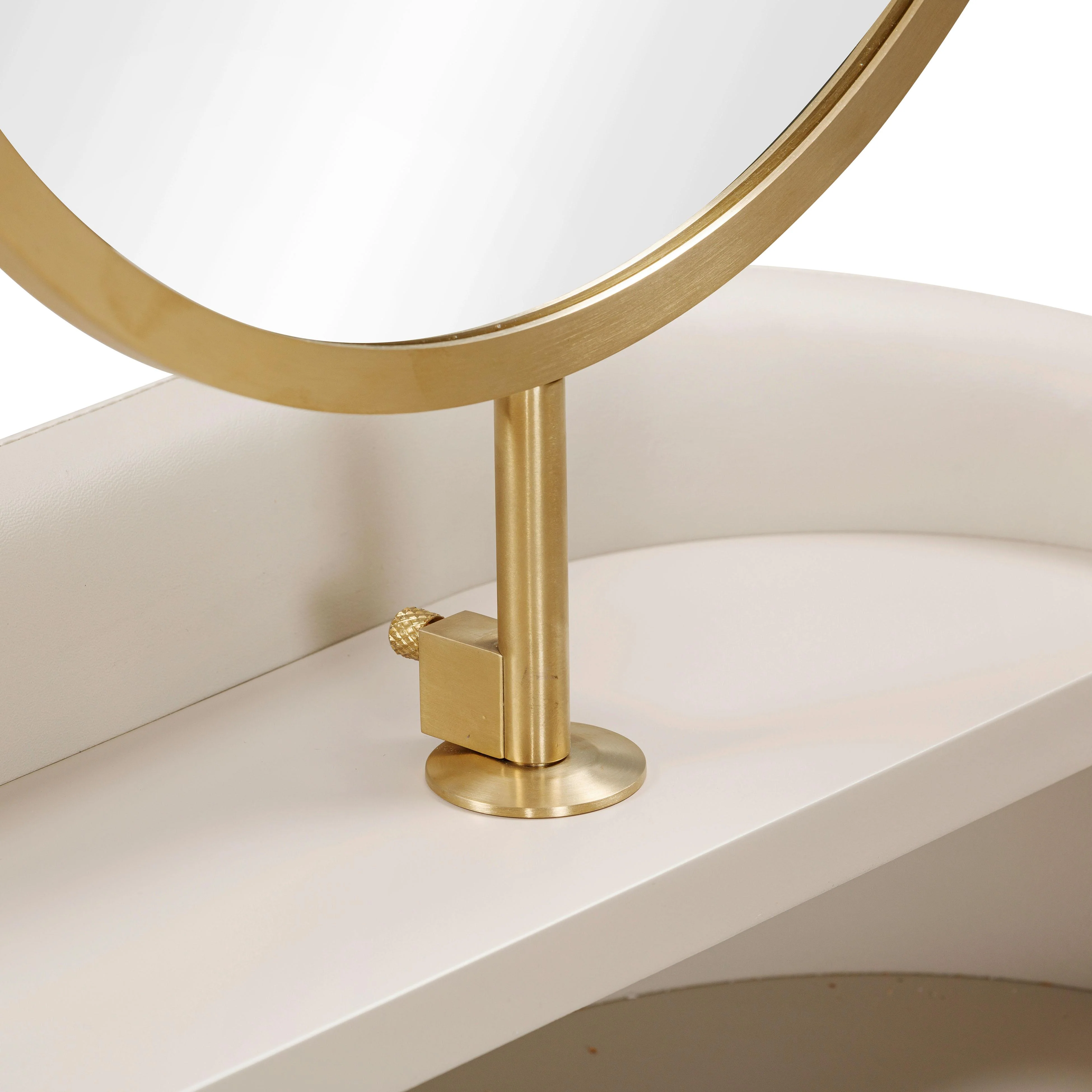 Penelope Taupe Vegan Leather Wrapped Vanity - Image 7
