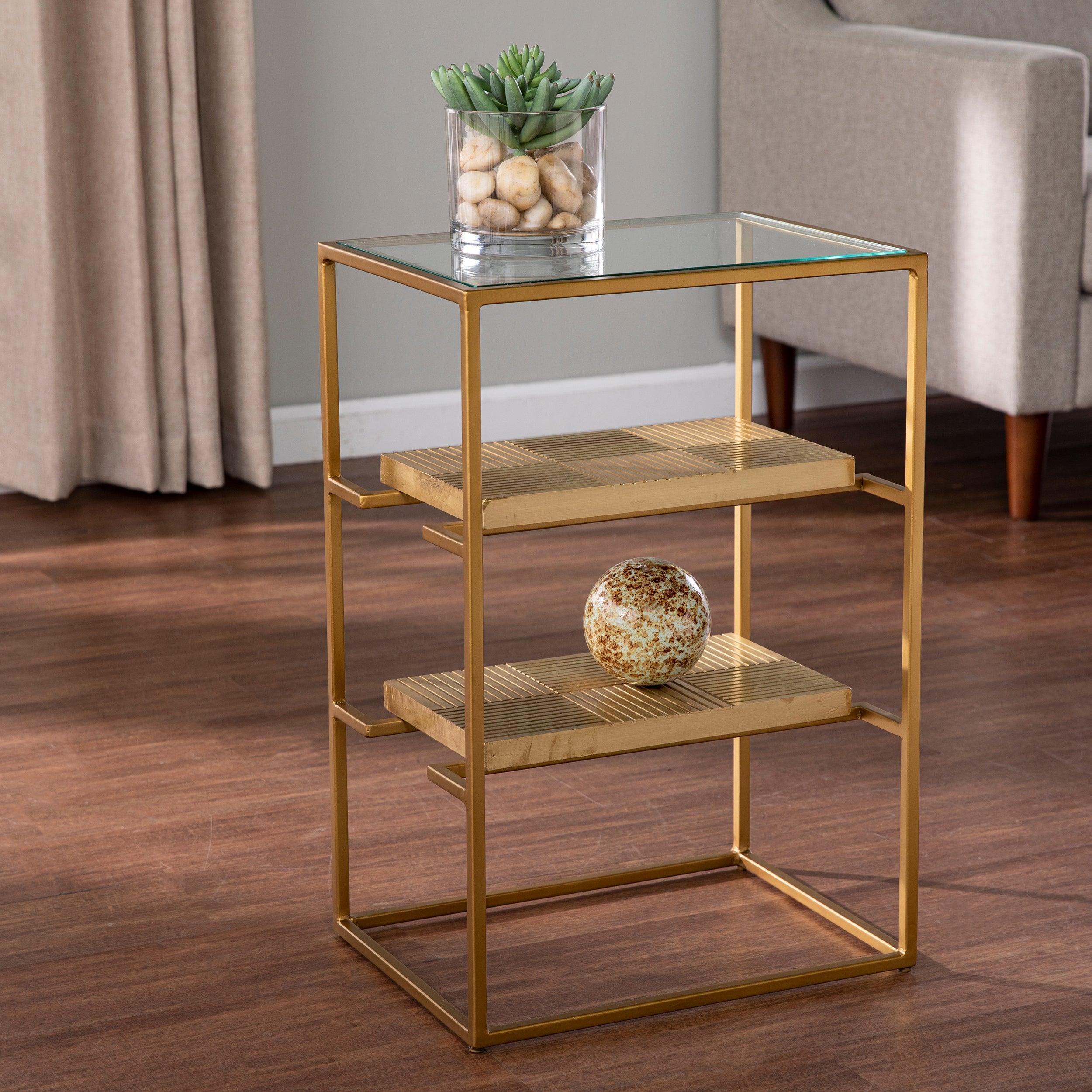 Penketh Glass-Top End Table w/ Storage - Image 2