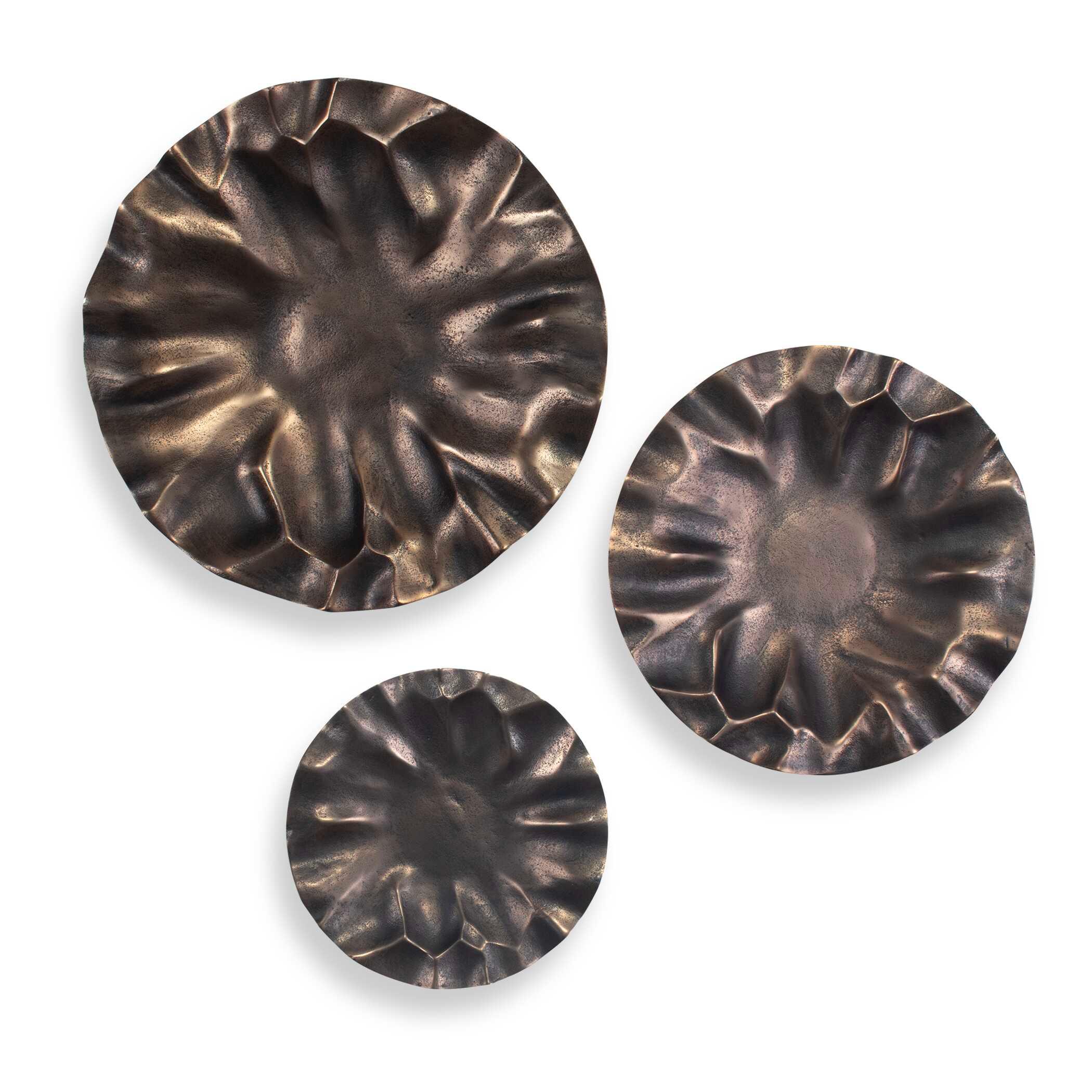 Peonia Outdoor Bronze Wall Art - Set of 3