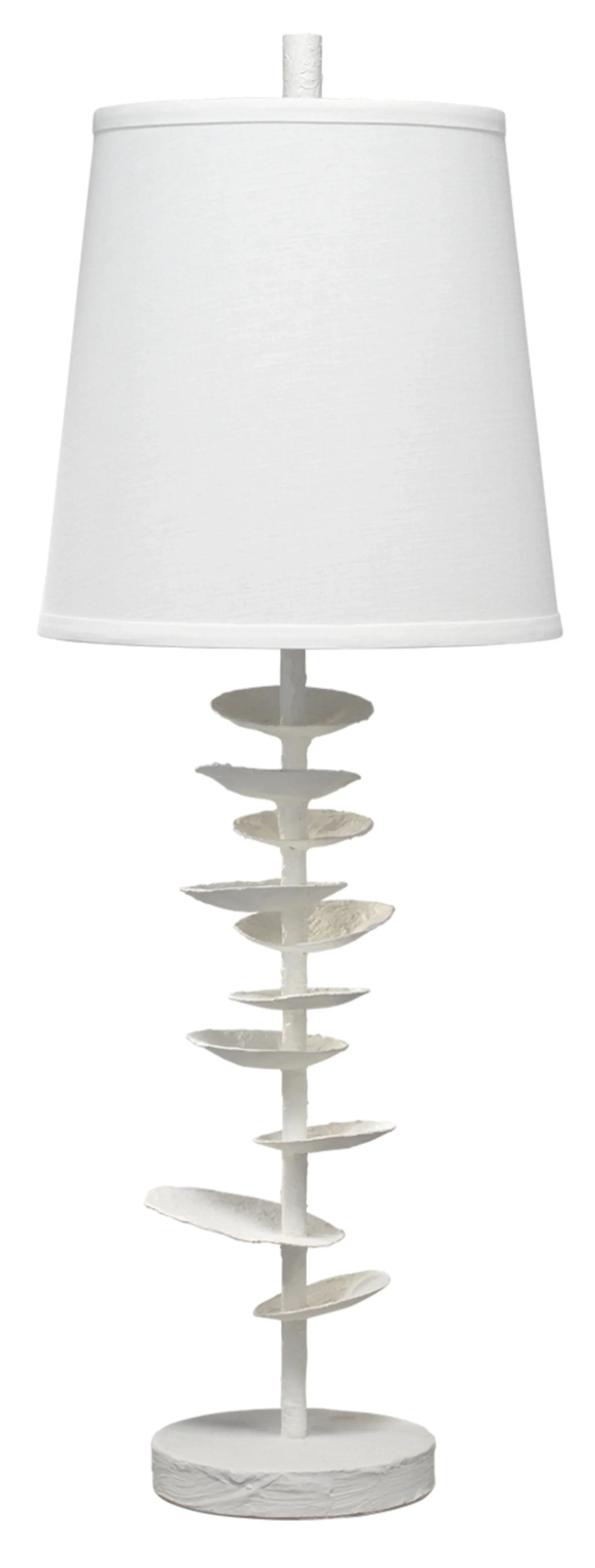 Petals Gesso Table Lamp with Linen Shade