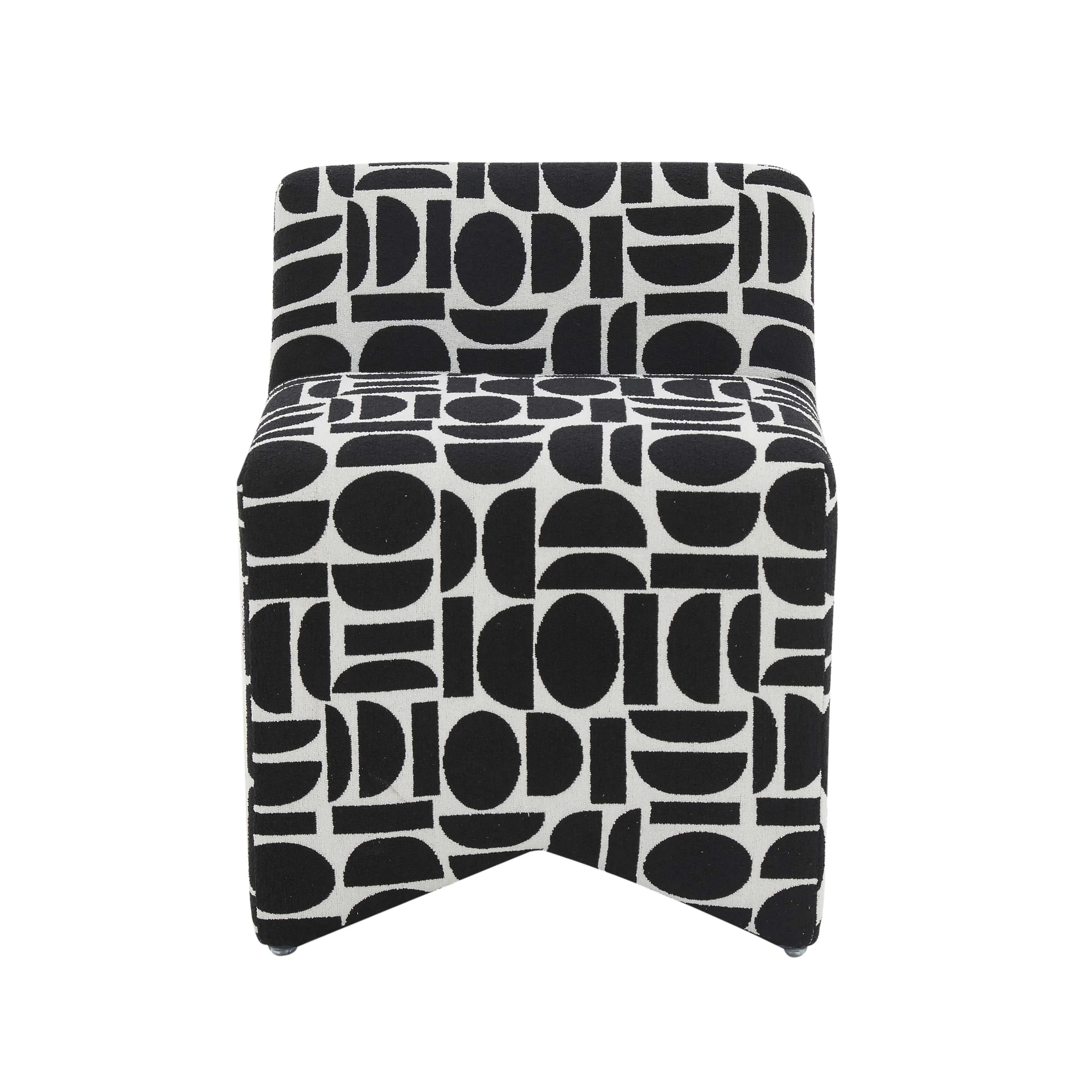 Pippa Black Geometric Jacquard Weave Stool - Image 3