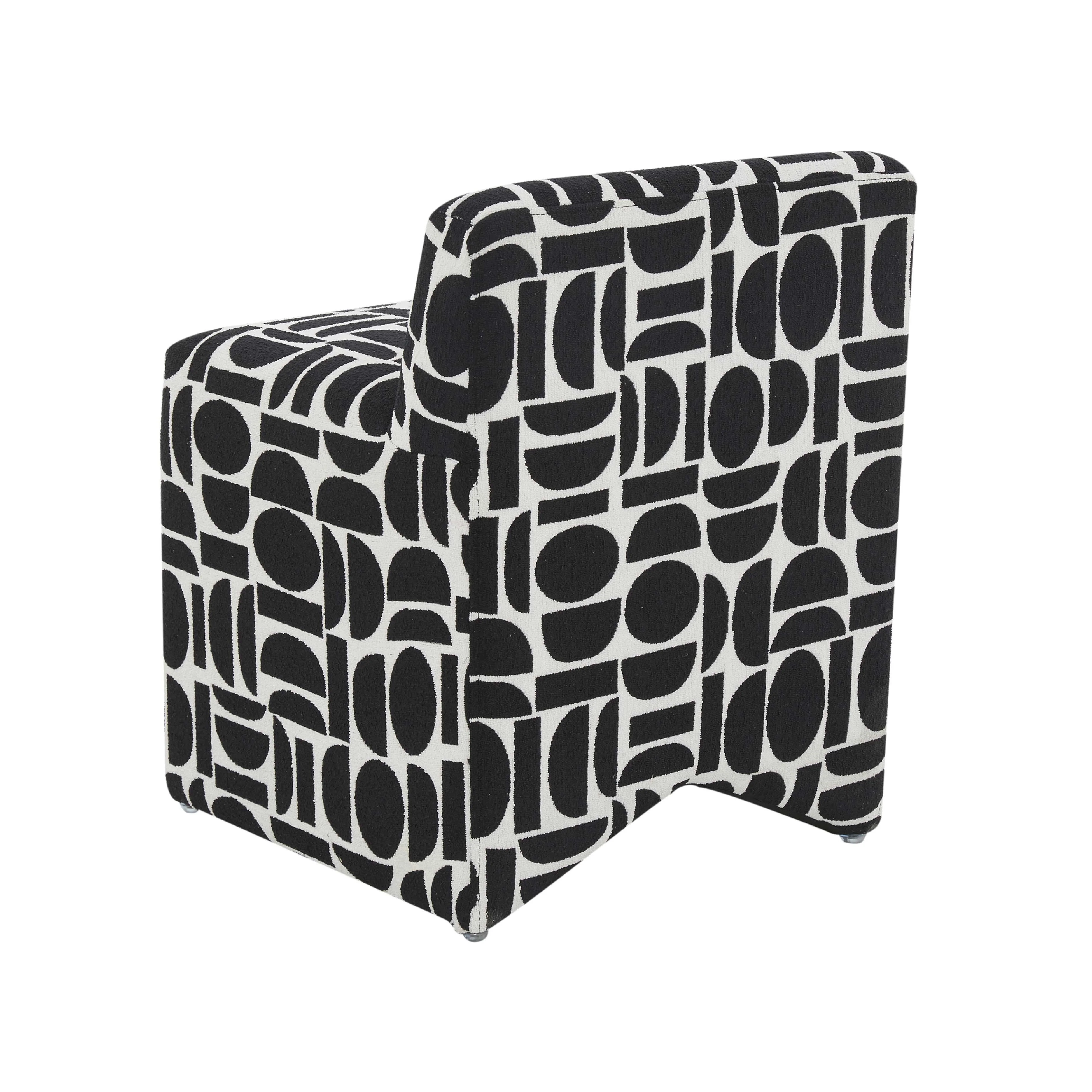 Pippa Black Geometric Jacquard Weave Stool - Image 4