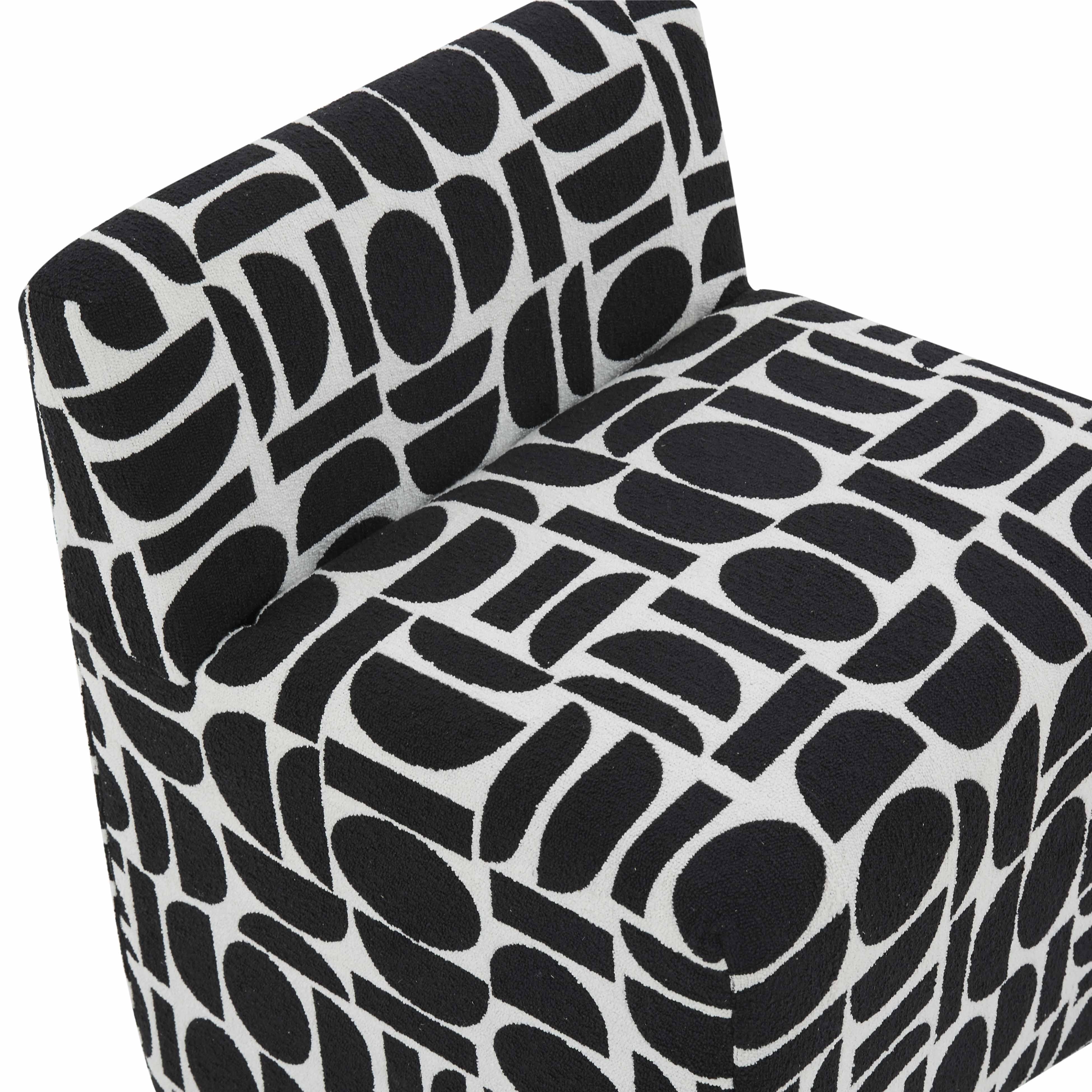 Pippa Black Geometric Jacquard Weave Stool - Image 5