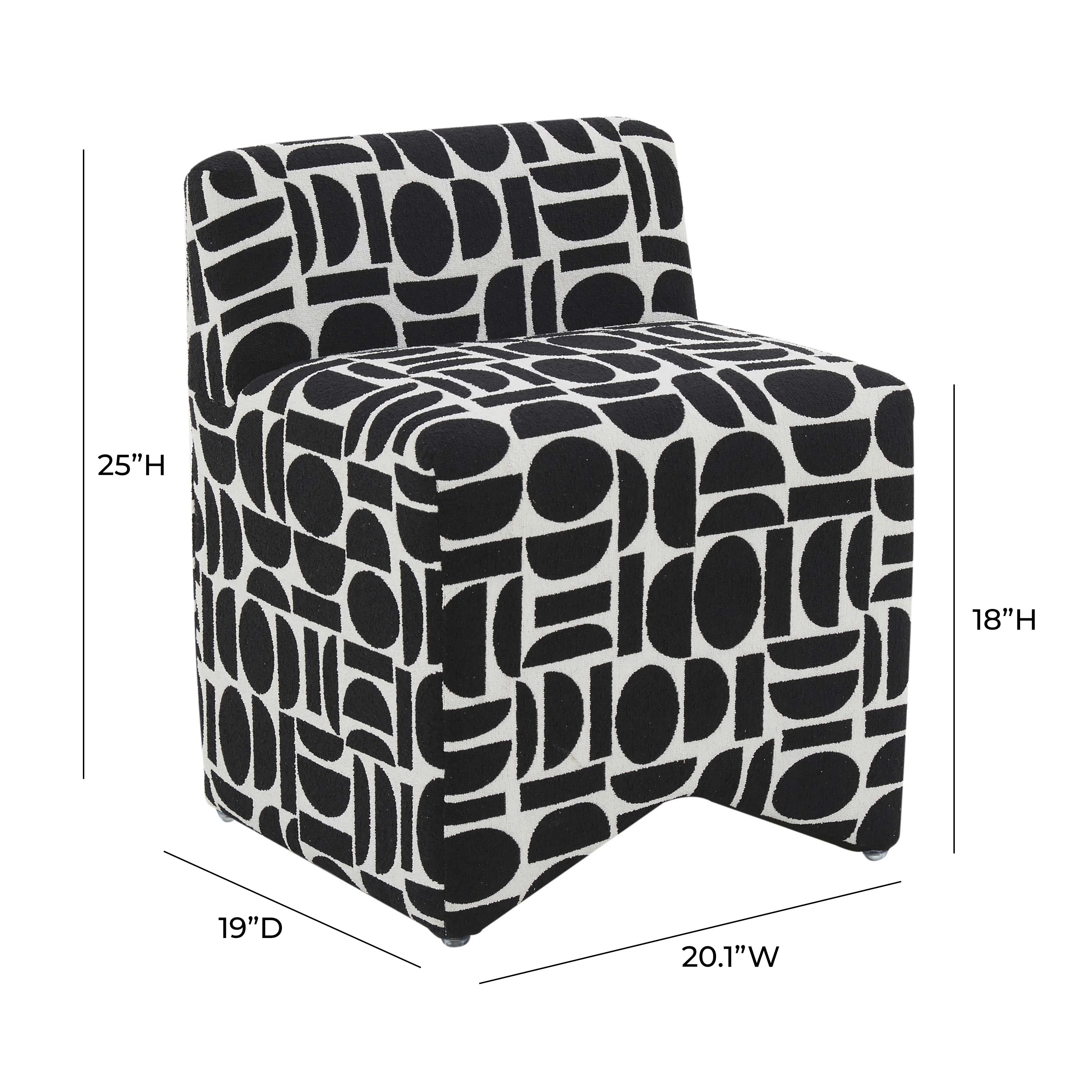 Pippa Black Geometric Jacquard Weave Stool - Image 6