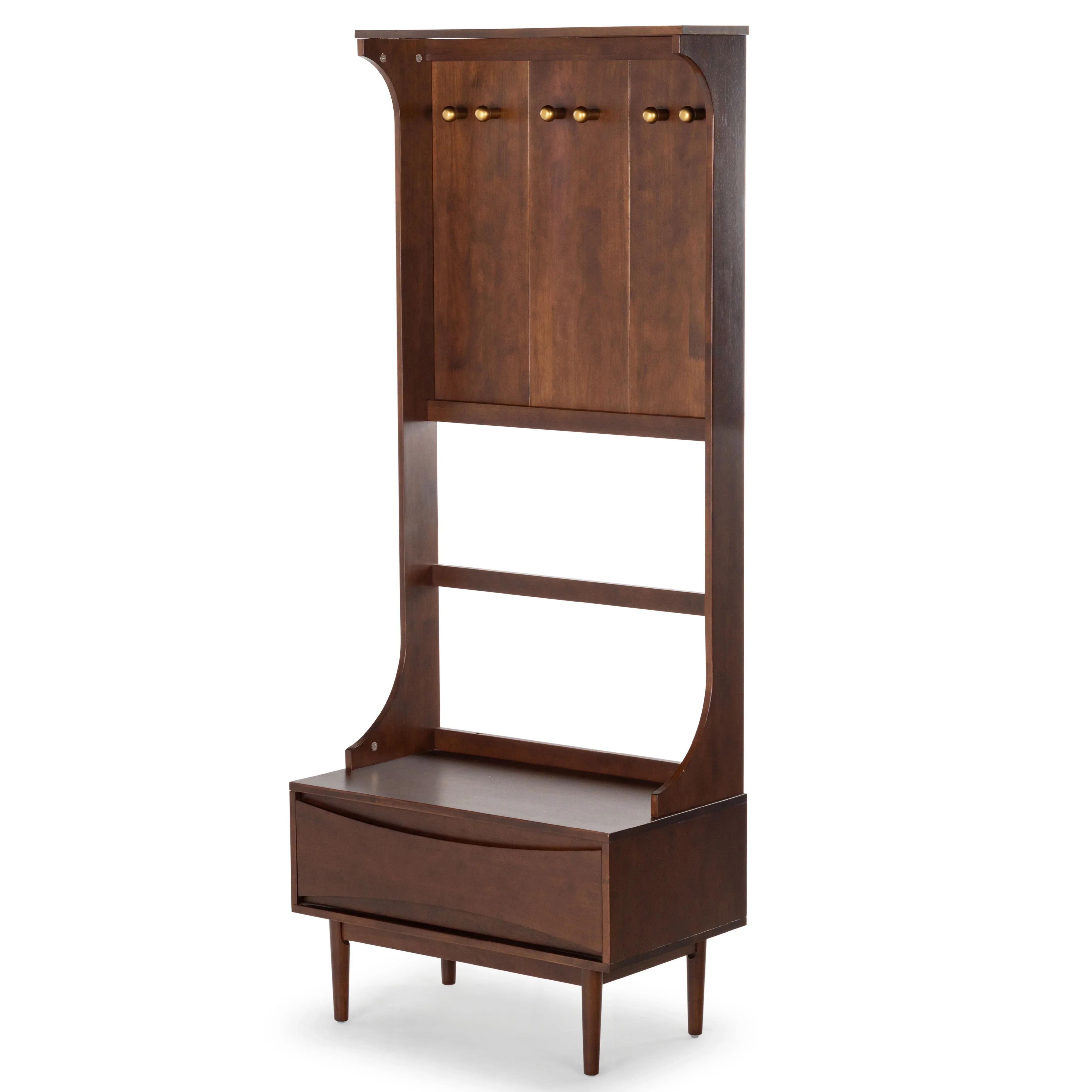 Pitta Wood 1 Drawer Hall Tree - Image 2